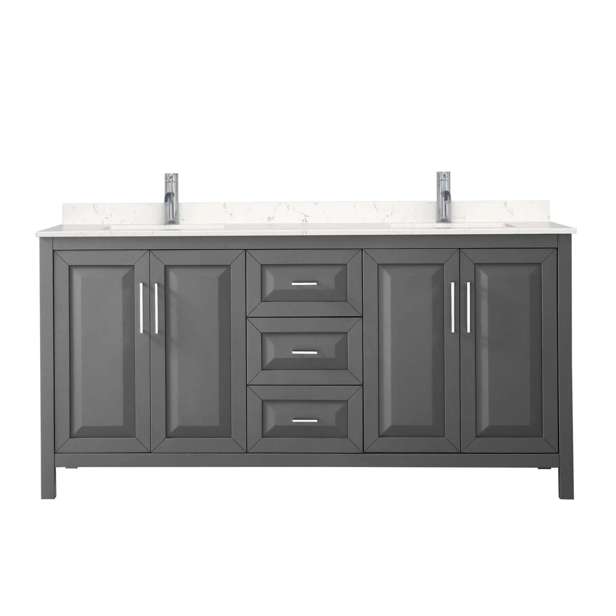72" Daria Double Bathroom Vanity in Dark Gray with Polished Chrome Trim by Wyndham