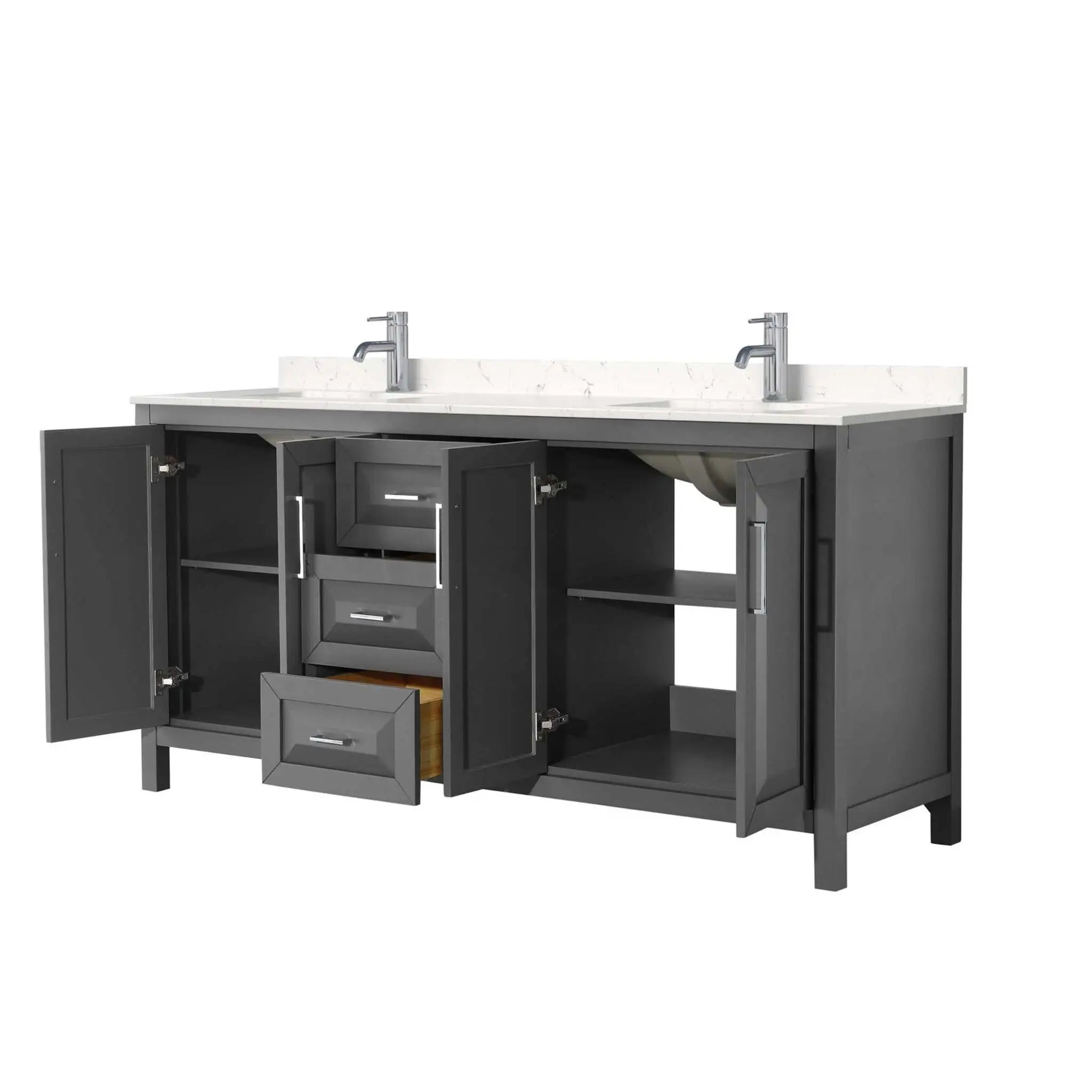 72" Daria Double Bathroom Vanity in Dark Gray with Polished Chrome Trim by Wyndham