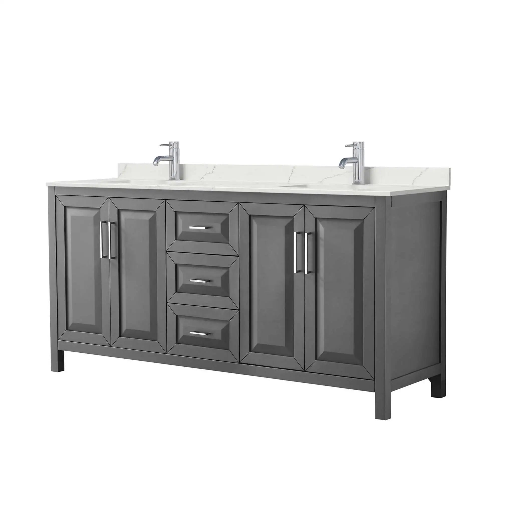 72" Daria Double Bathroom Vanity in Dark Gray with Polished Chrome Trim by Wyndham