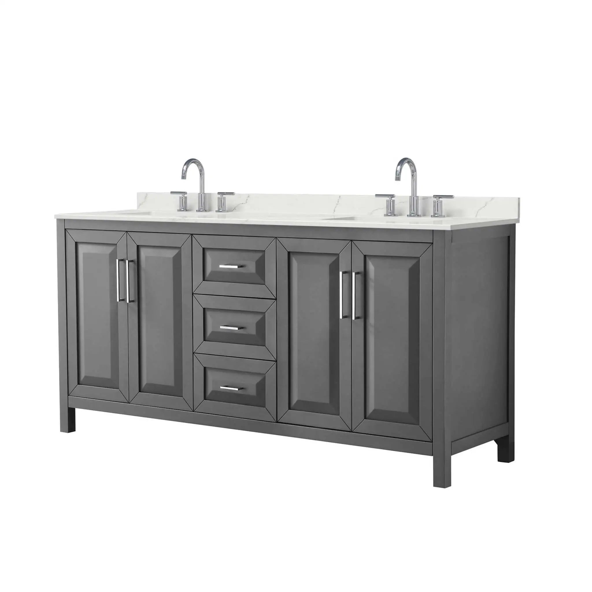72" Daria Double Bathroom Vanity in Dark Gray with Polished Chrome Trim by Wyndham