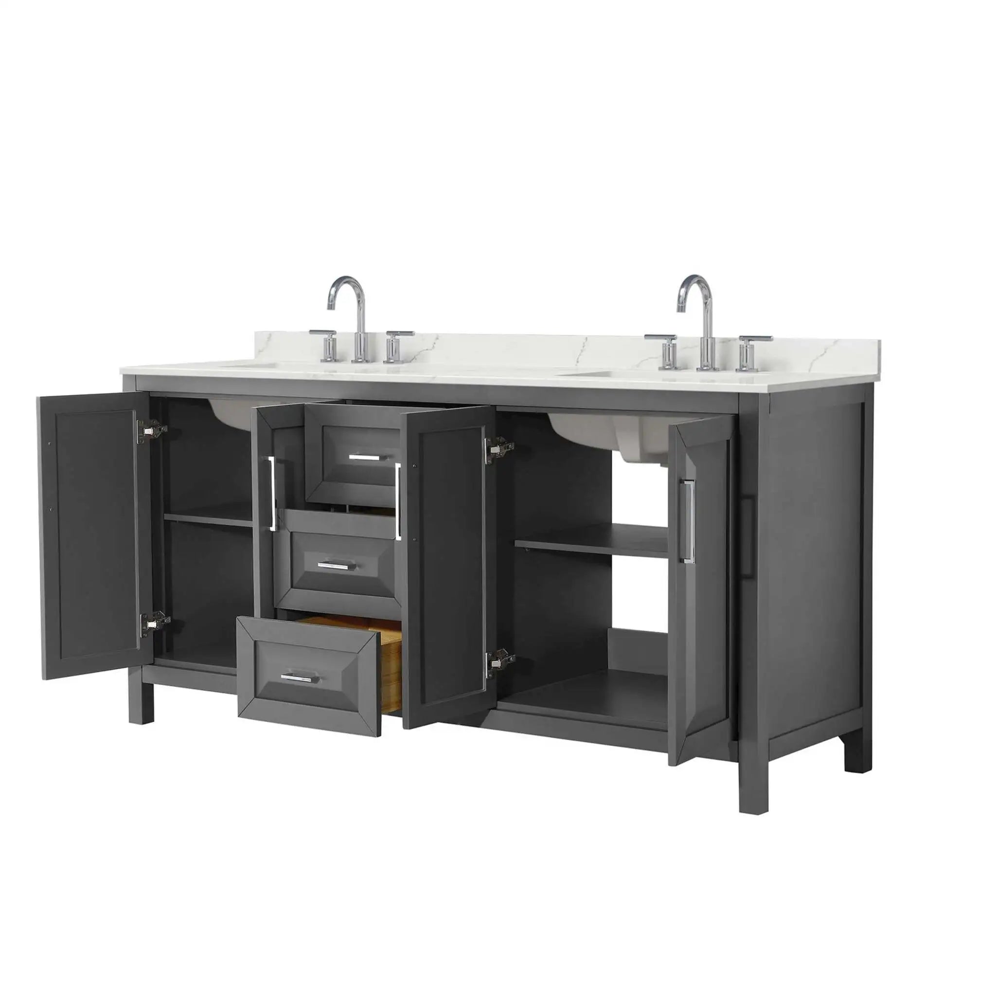 72" Daria Double Bathroom Vanity in Dark Gray with Polished Chrome Trim by Wyndham