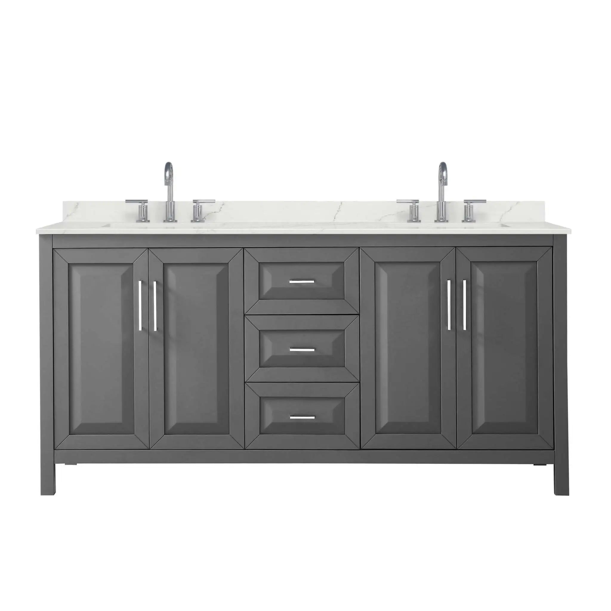 72" Daria Double Bathroom Vanity in Dark Gray with Polished Chrome Trim by Wyndham