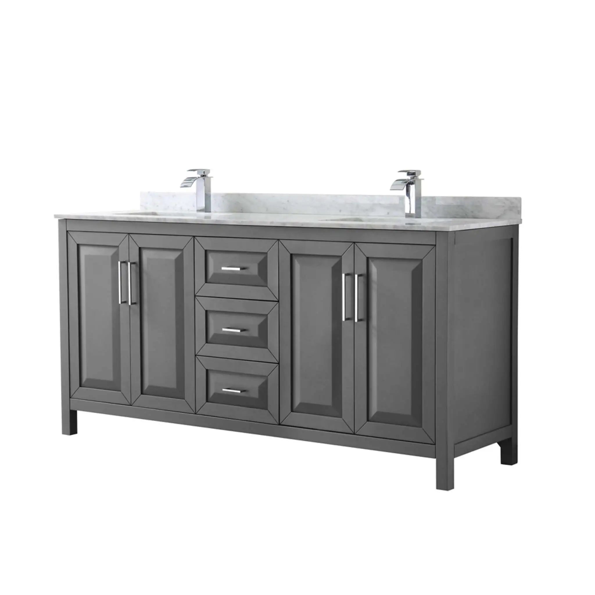 72" Daria Double Bathroom Vanity in Dark Gray with Polished Chrome Trim by Wyndham