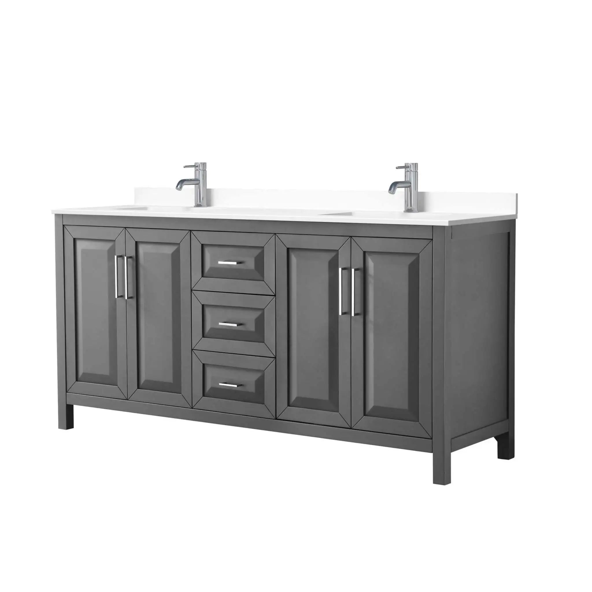 72" Daria Double Bathroom Vanity in Dark Gray with Polished Chrome Trim by Wyndham