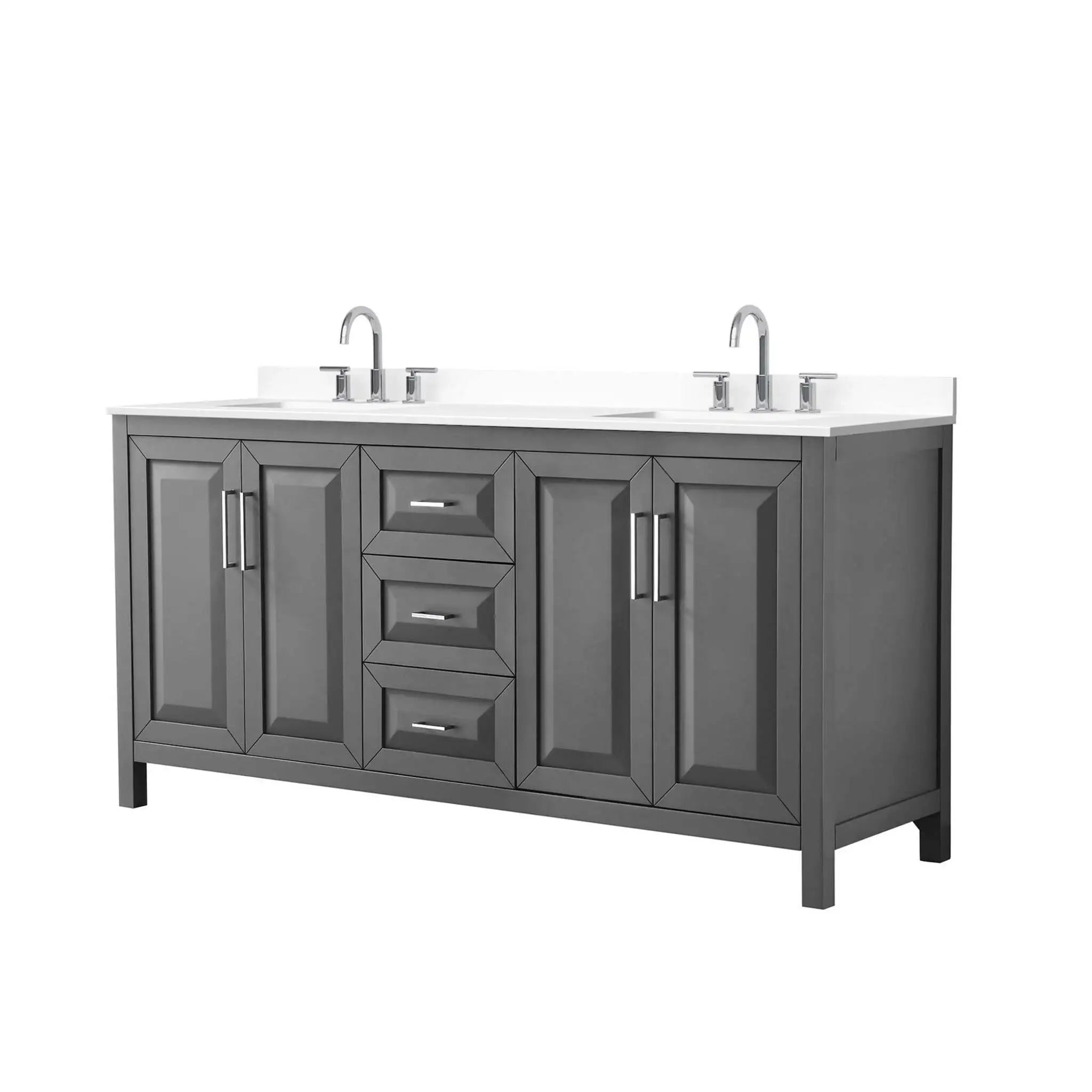 72" Daria Double Bathroom Vanity in Dark Gray with Polished Chrome Trim by Wyndham