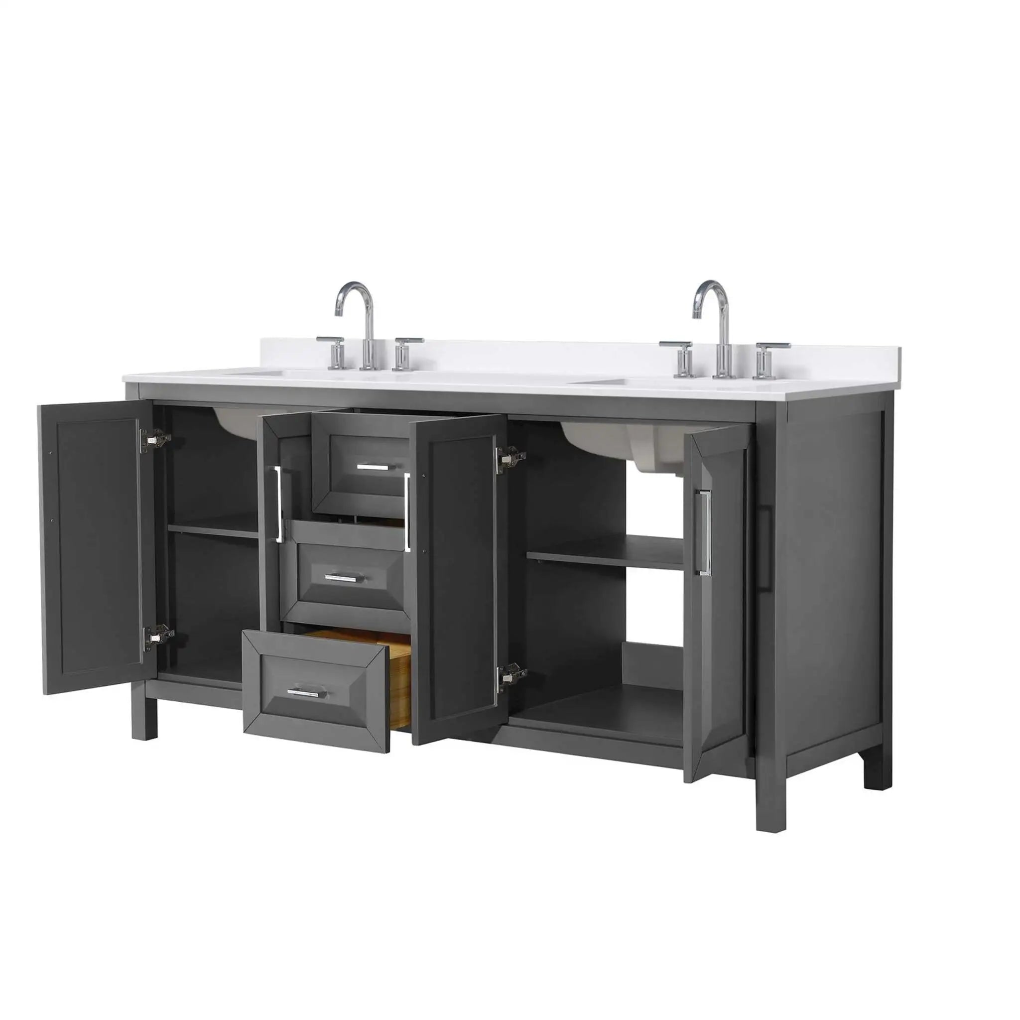 72" Daria Double Bathroom Vanity in Dark Gray with Polished Chrome Trim by Wyndham