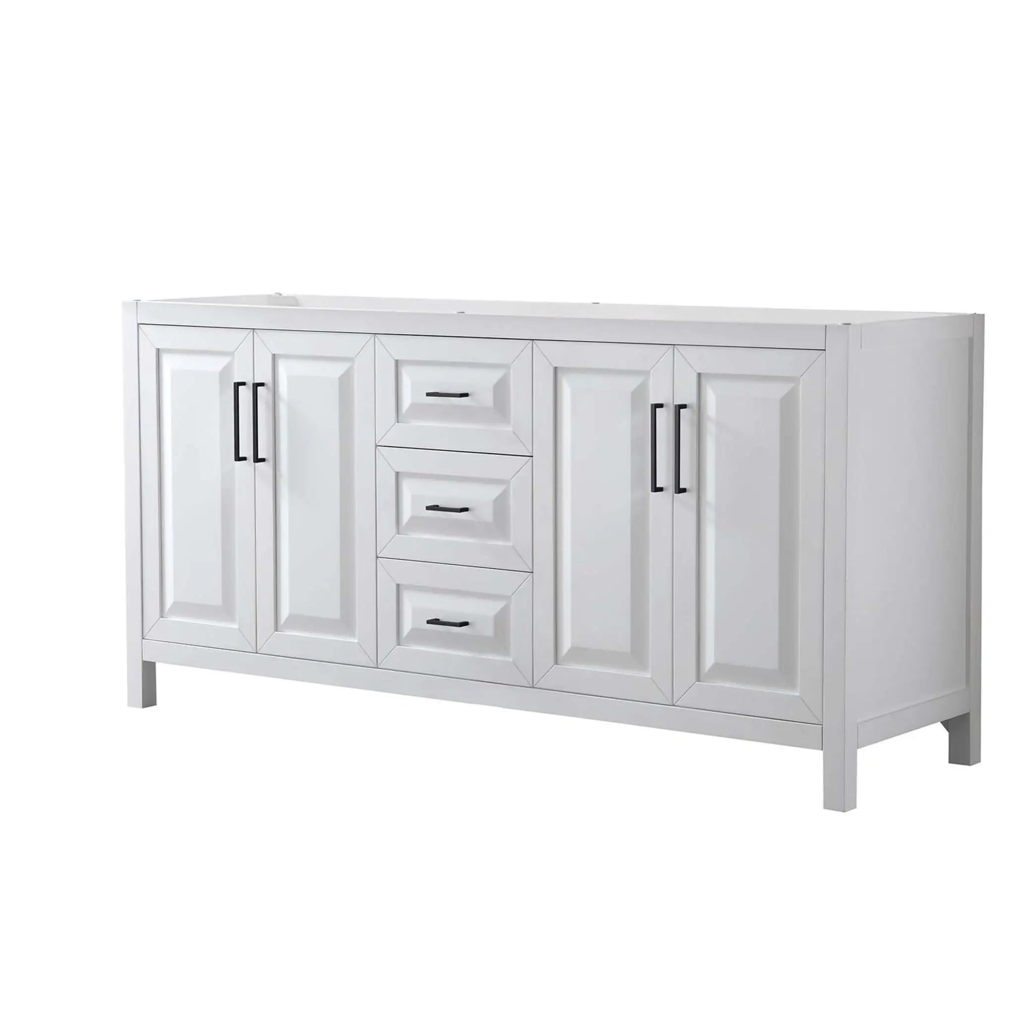 72" Daria Double Bathroom Vanity in White with Matte Black Trim by Wyndham