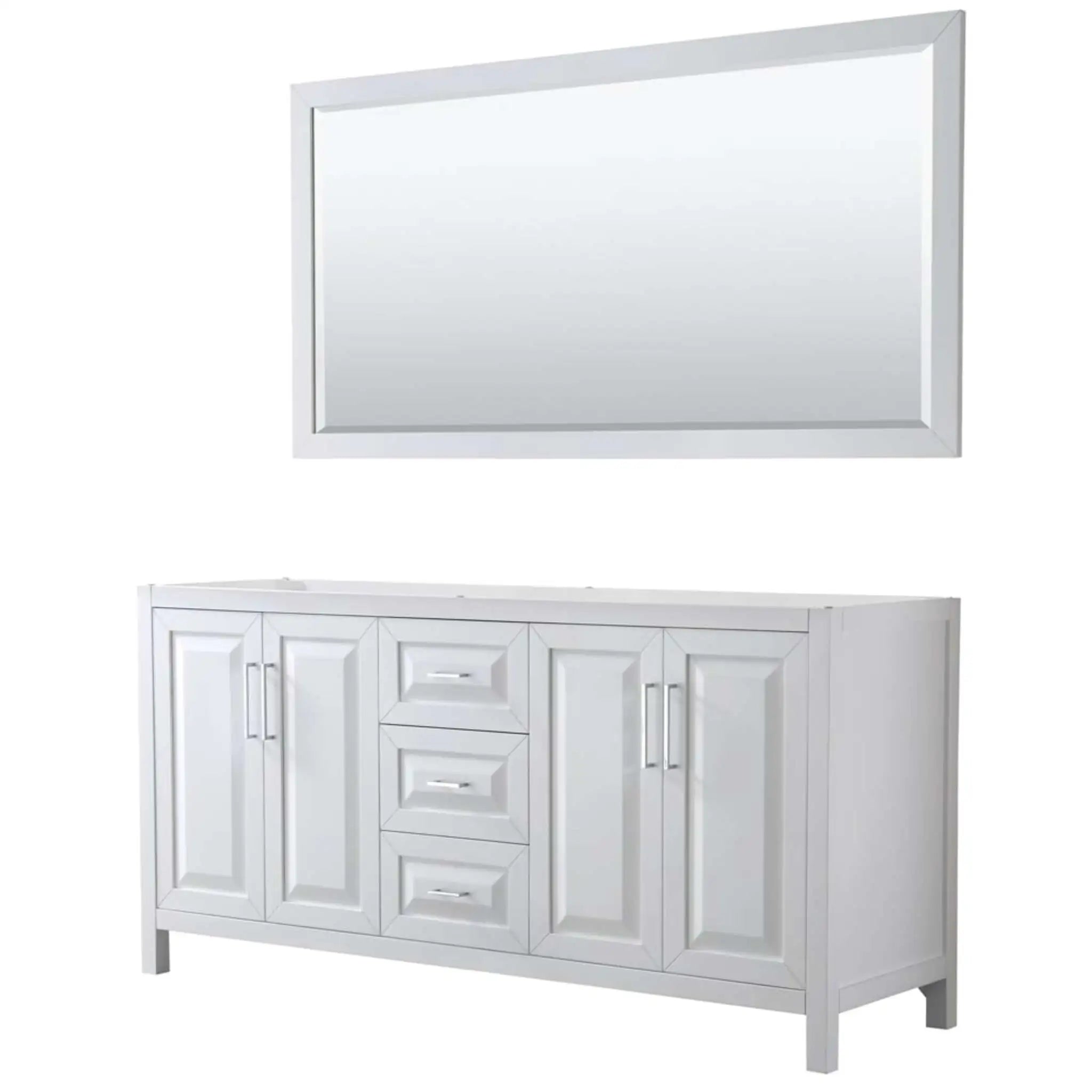 72" Daria Double Bathroom Vanity in White with Polished Chrome Trim & 70" Mirror by Wyndham