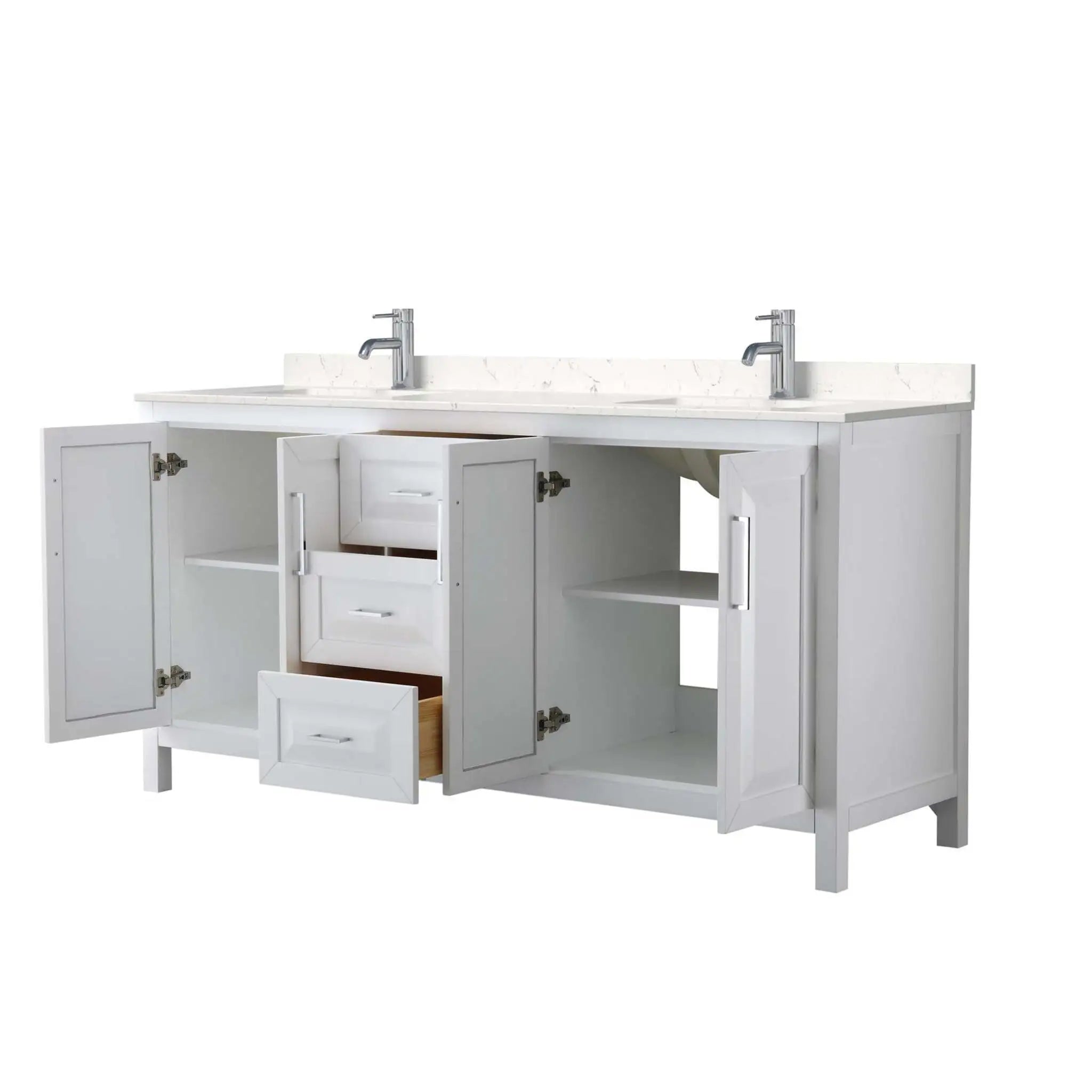 72" Daria Double Bathroom Vanity in White with Polished Chrome Trim by Wyndham
