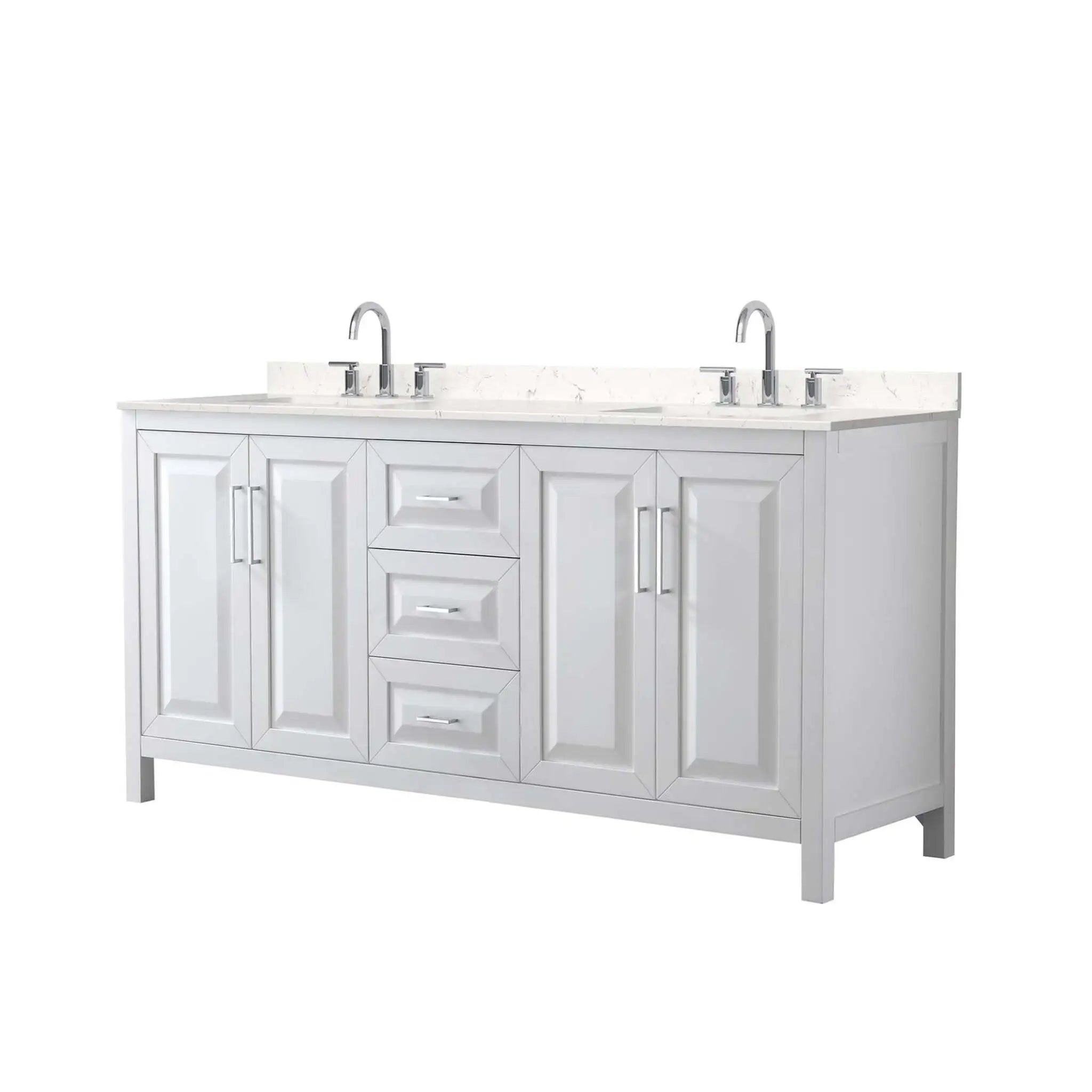 72" Daria Double Bathroom Vanity in White with Polished Chrome Trim by Wyndham