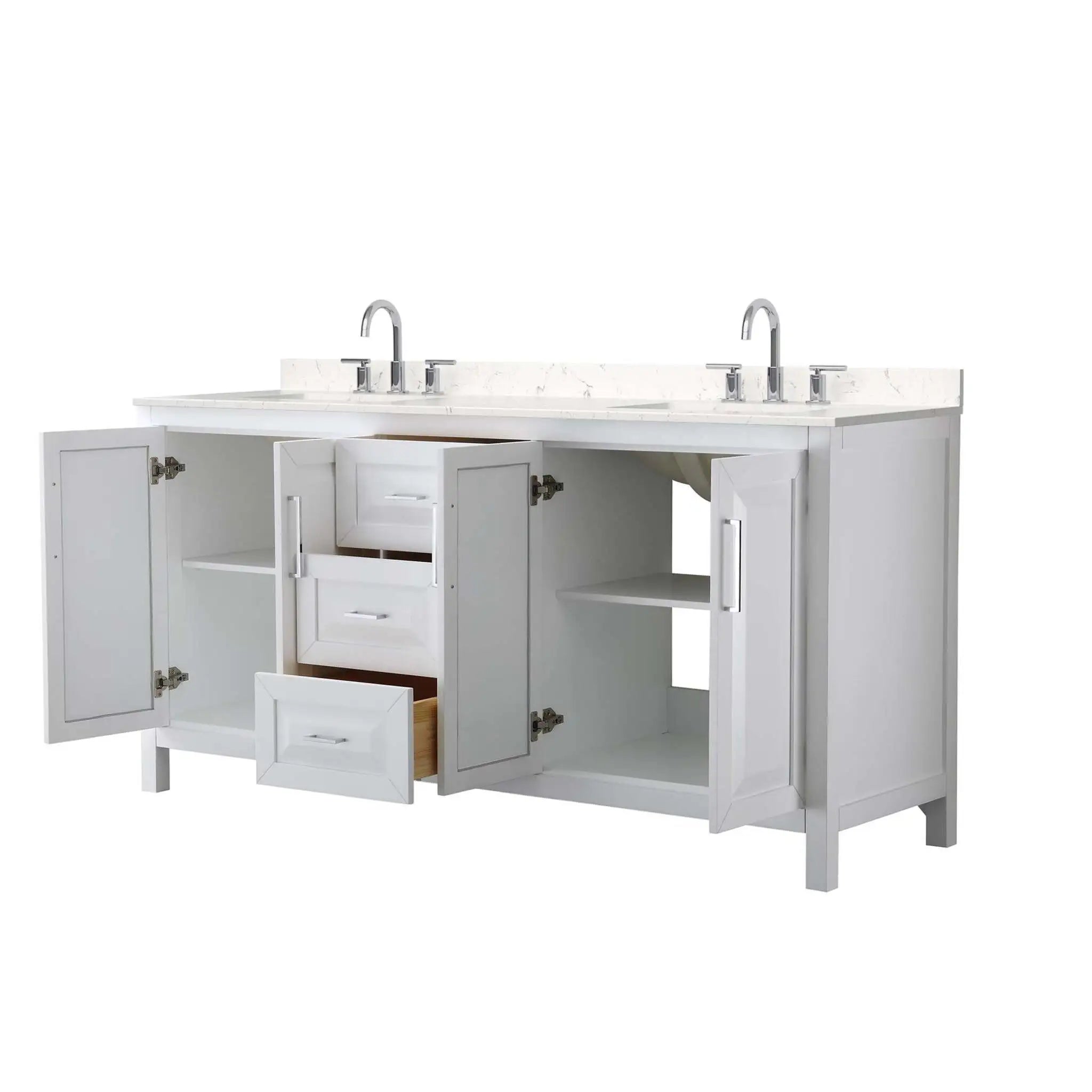 72" Daria Double Bathroom Vanity in White with Polished Chrome Trim by Wyndham