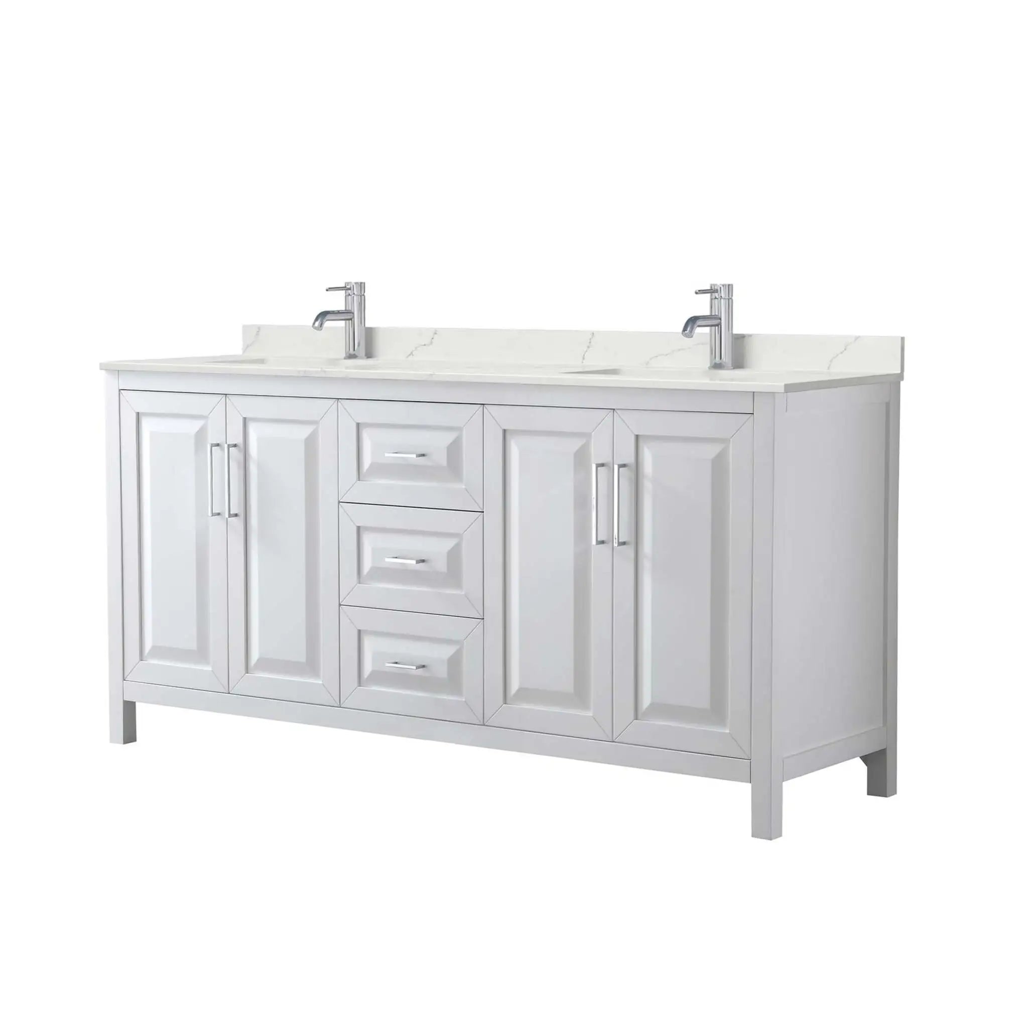 72" Daria Double Bathroom Vanity in White with Polished Chrome Trim by Wyndham