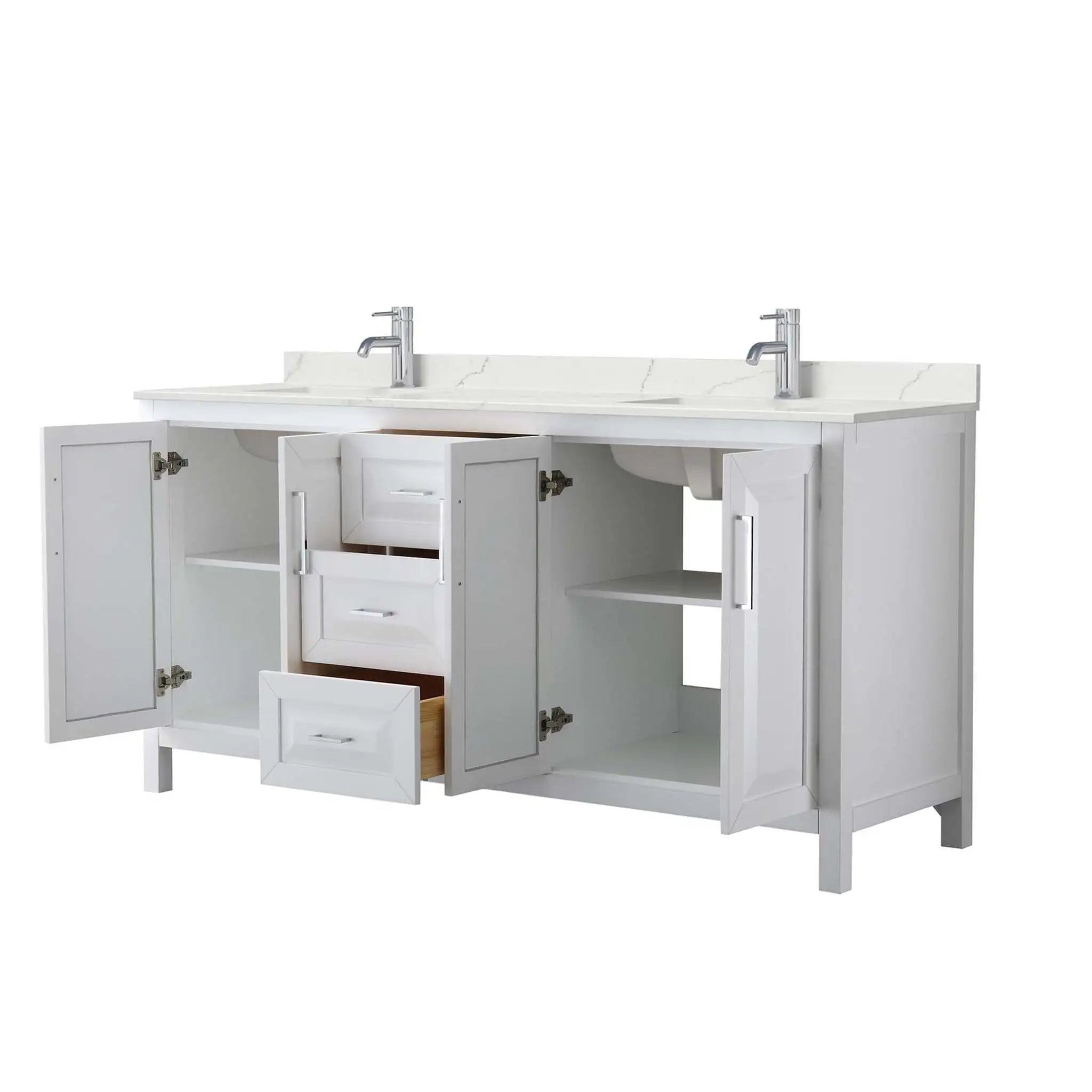 72" Daria Double Bathroom Vanity in White with Polished Chrome Trim by Wyndham
