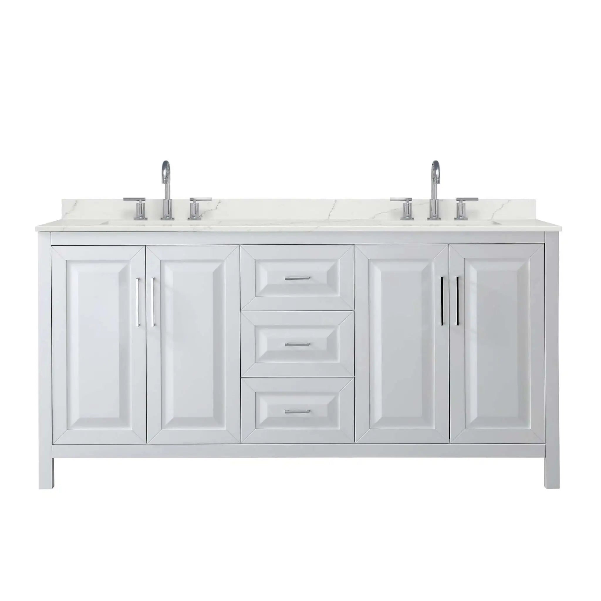 72" Daria Double Bathroom Vanity in White with Polished Chrome Trim by Wyndham