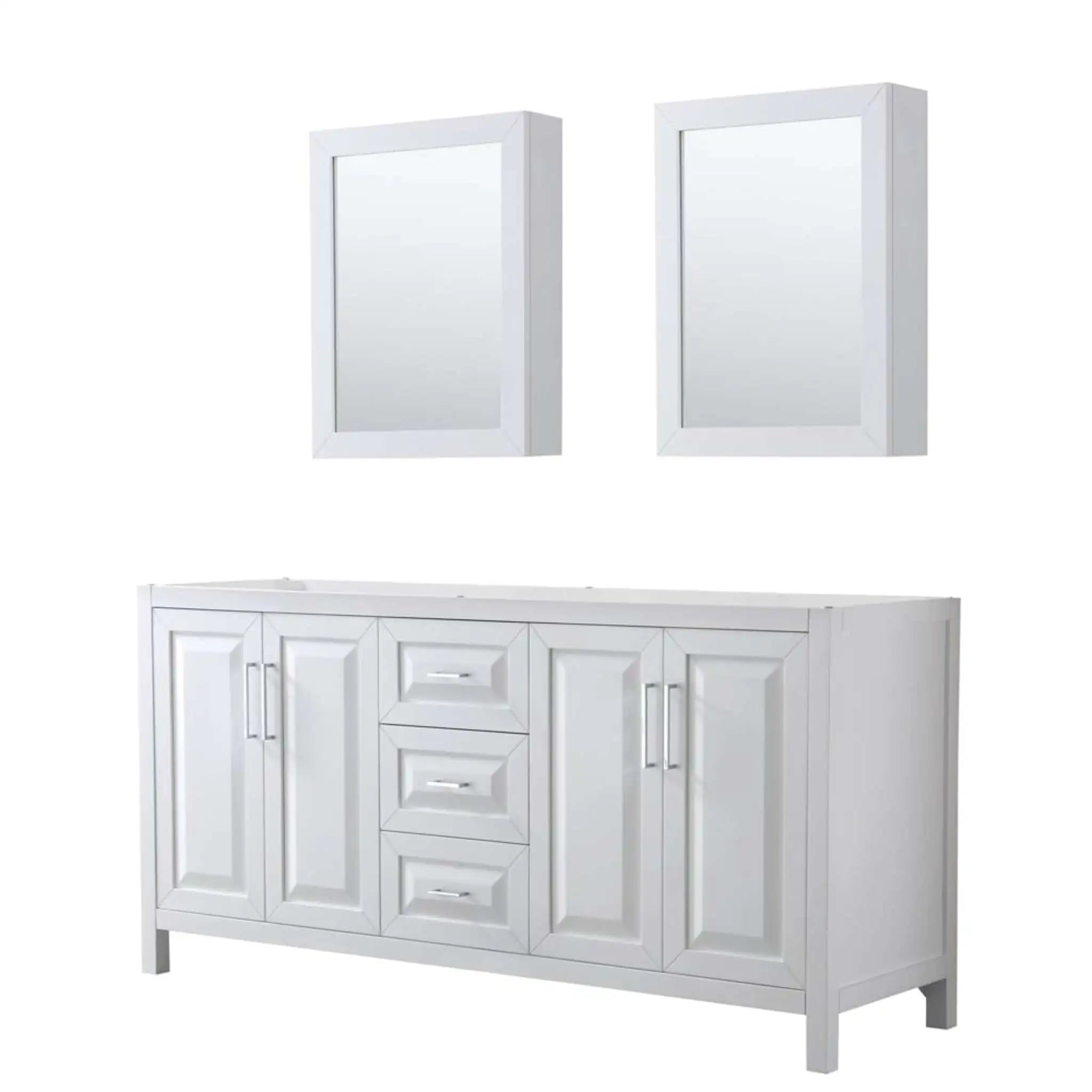 72" Daria Double Bathroom Vanity in White with Polished Chrome Trim & Medicine Cabinet by Wyndham