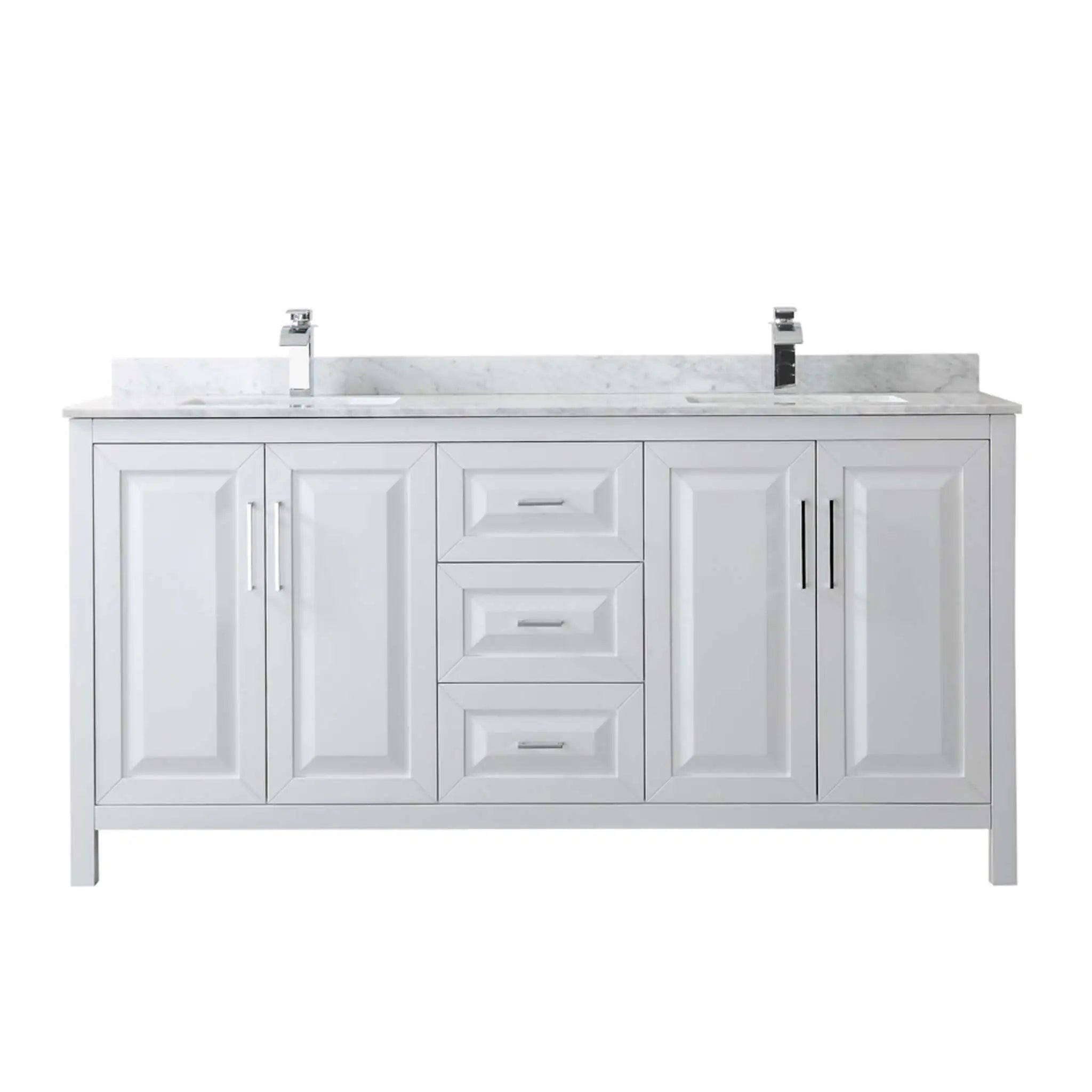 72" Daria Double Bathroom Vanity in White with Polished Chrome Trim by Wyndham