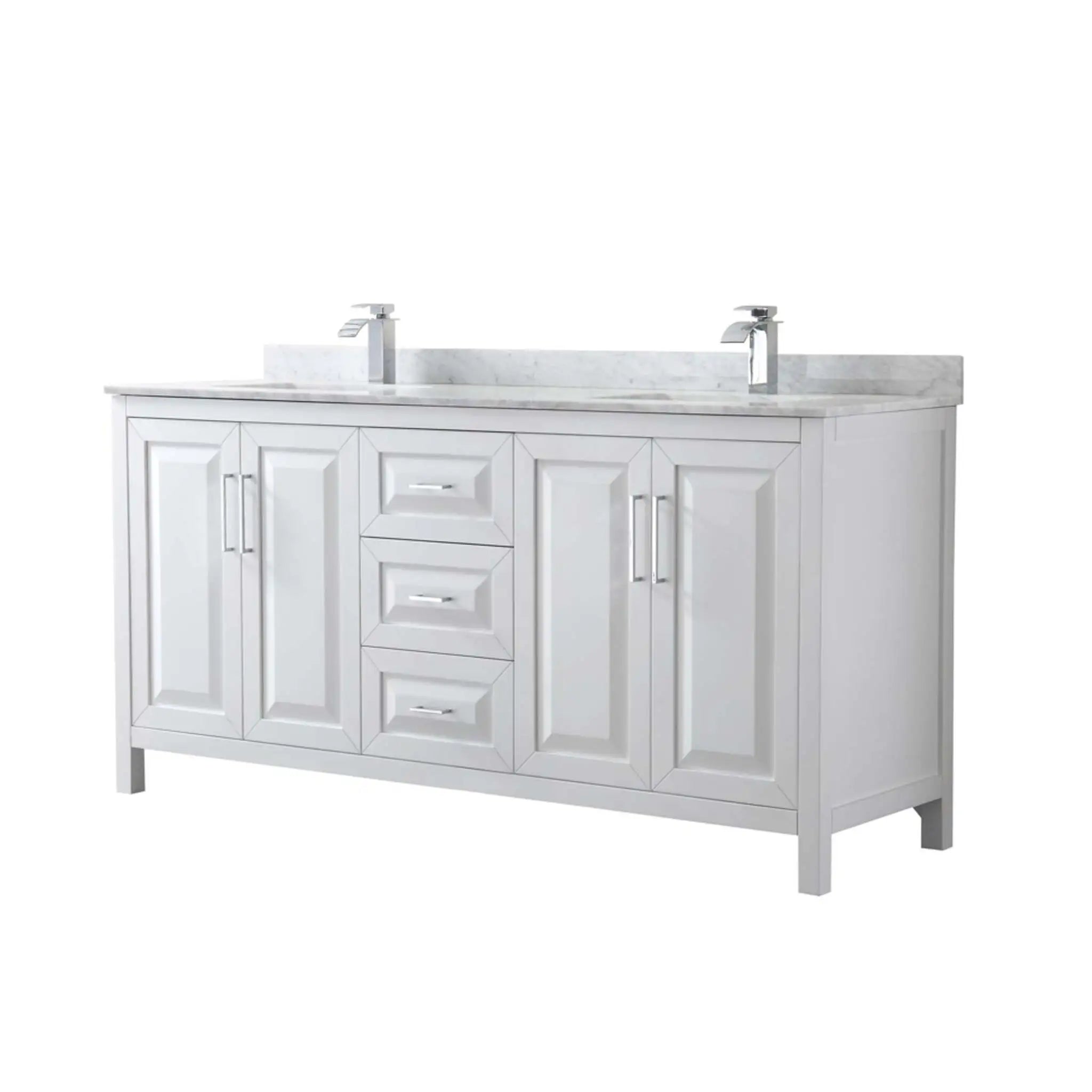 72" Daria Double Bathroom Vanity in White with Polished Chrome Trim by Wyndham
