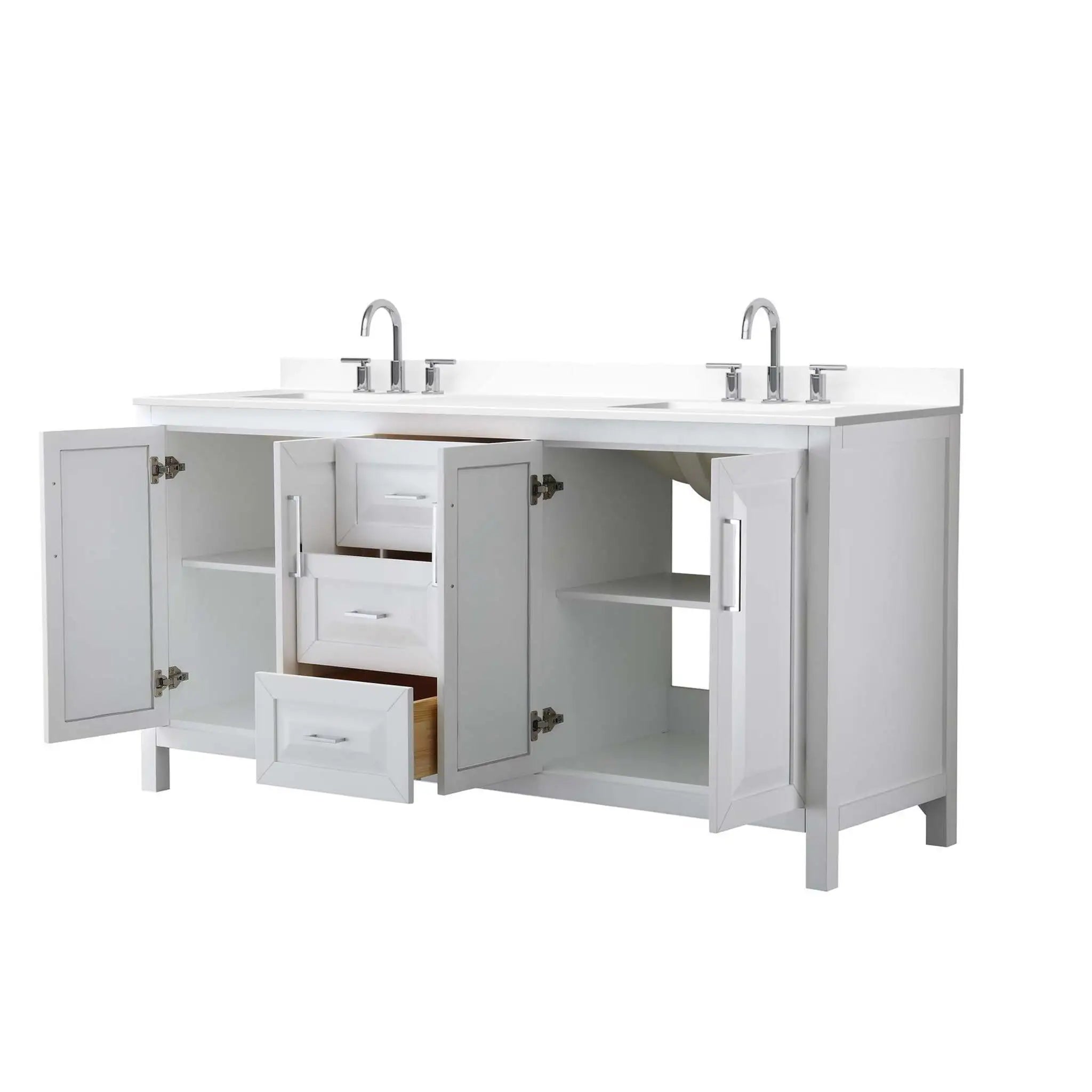 72" Daria Double Bathroom Vanity in White with Polished Chrome Trim by Wyndham