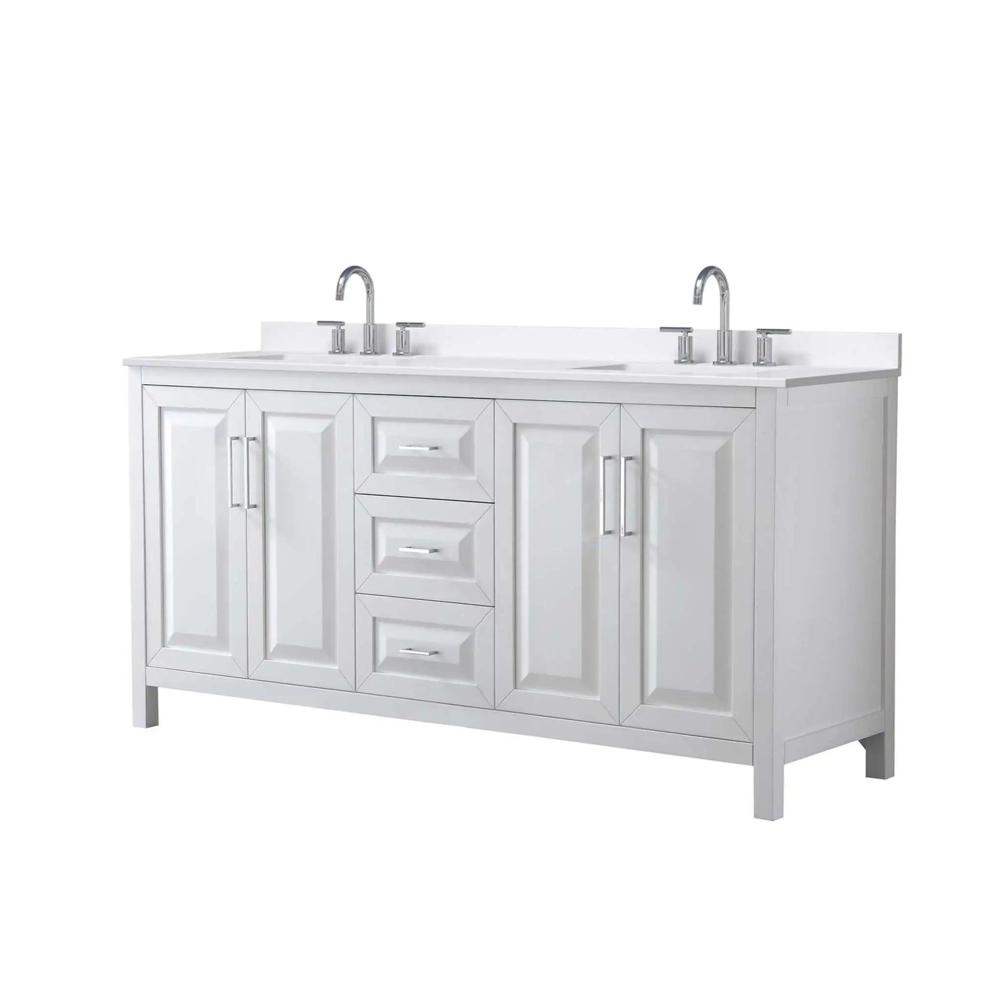 72" Daria Double Bathroom Vanity in White with Polished Chrome Trim by Wyndham