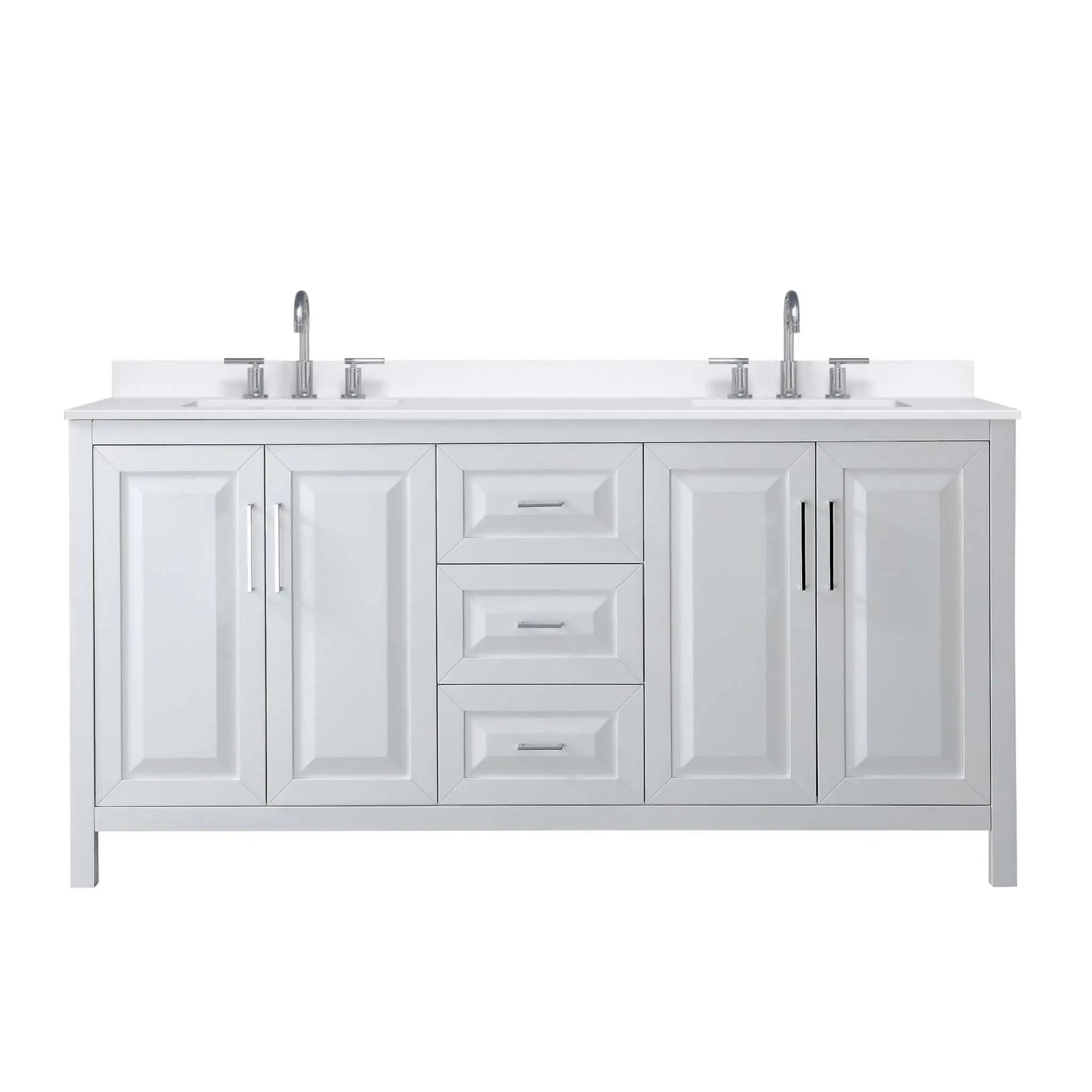 72" Daria Double Bathroom Vanity in White with Polished Chrome Trim by Wyndham