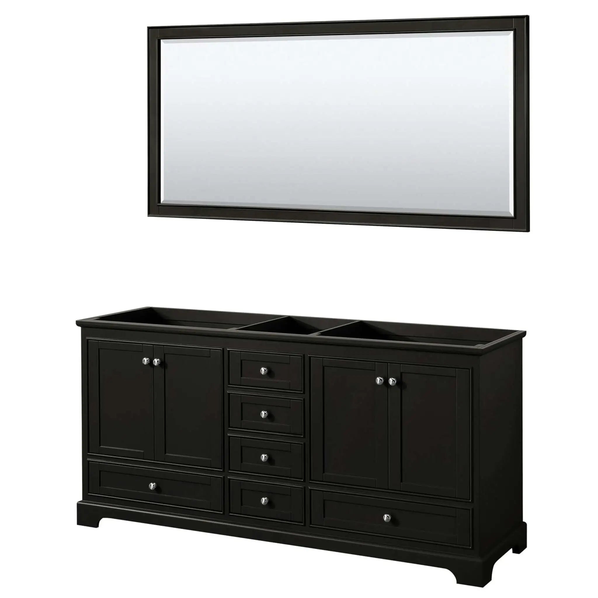 72" Deborah Double Bathroom Vanity in Dark Espresso with Polished Chrome Trim & 70" Mirror by Wyndham