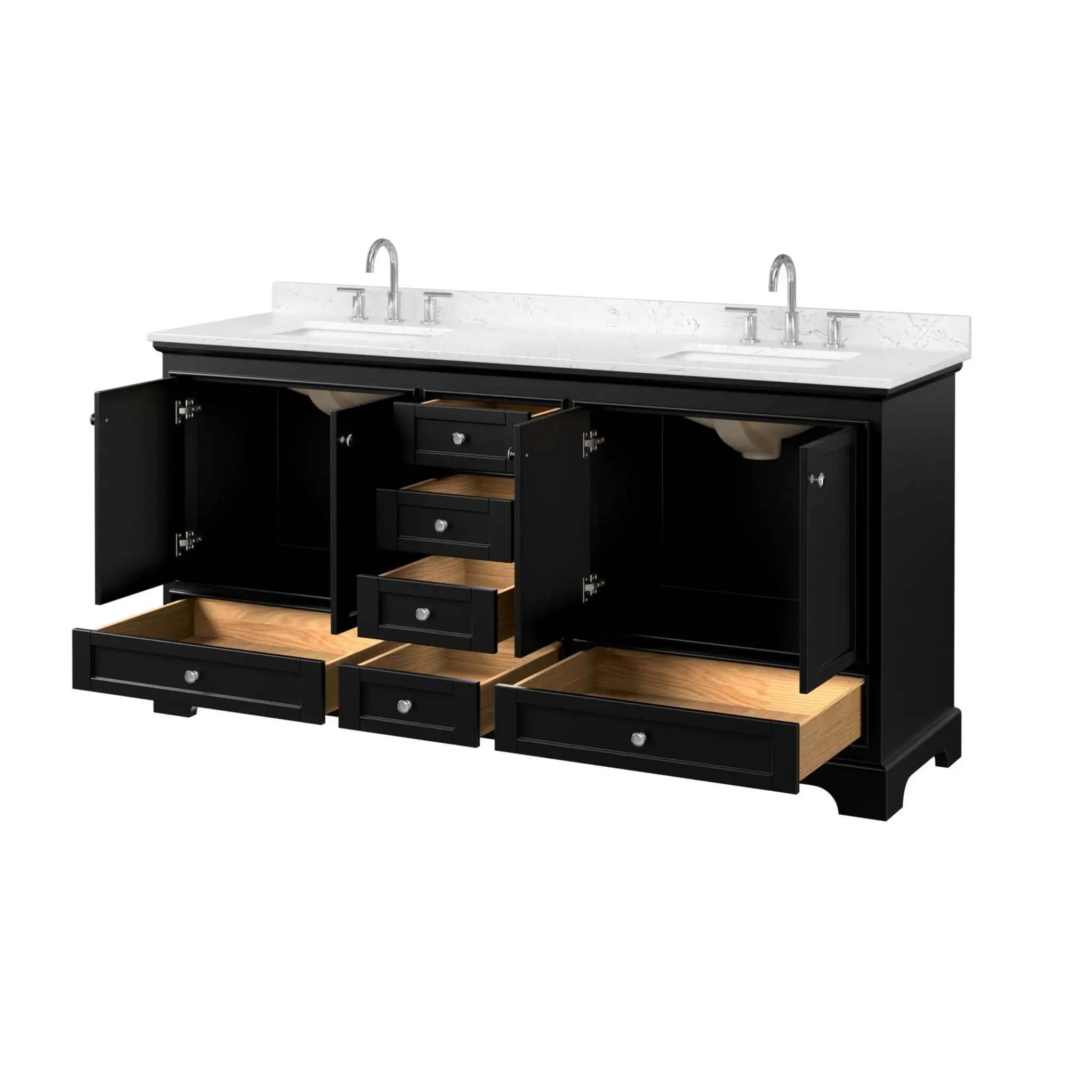 72" Deborah Double Bathroom Vanity in Dark Espresso with Polished Chrome Trim by Wyndham