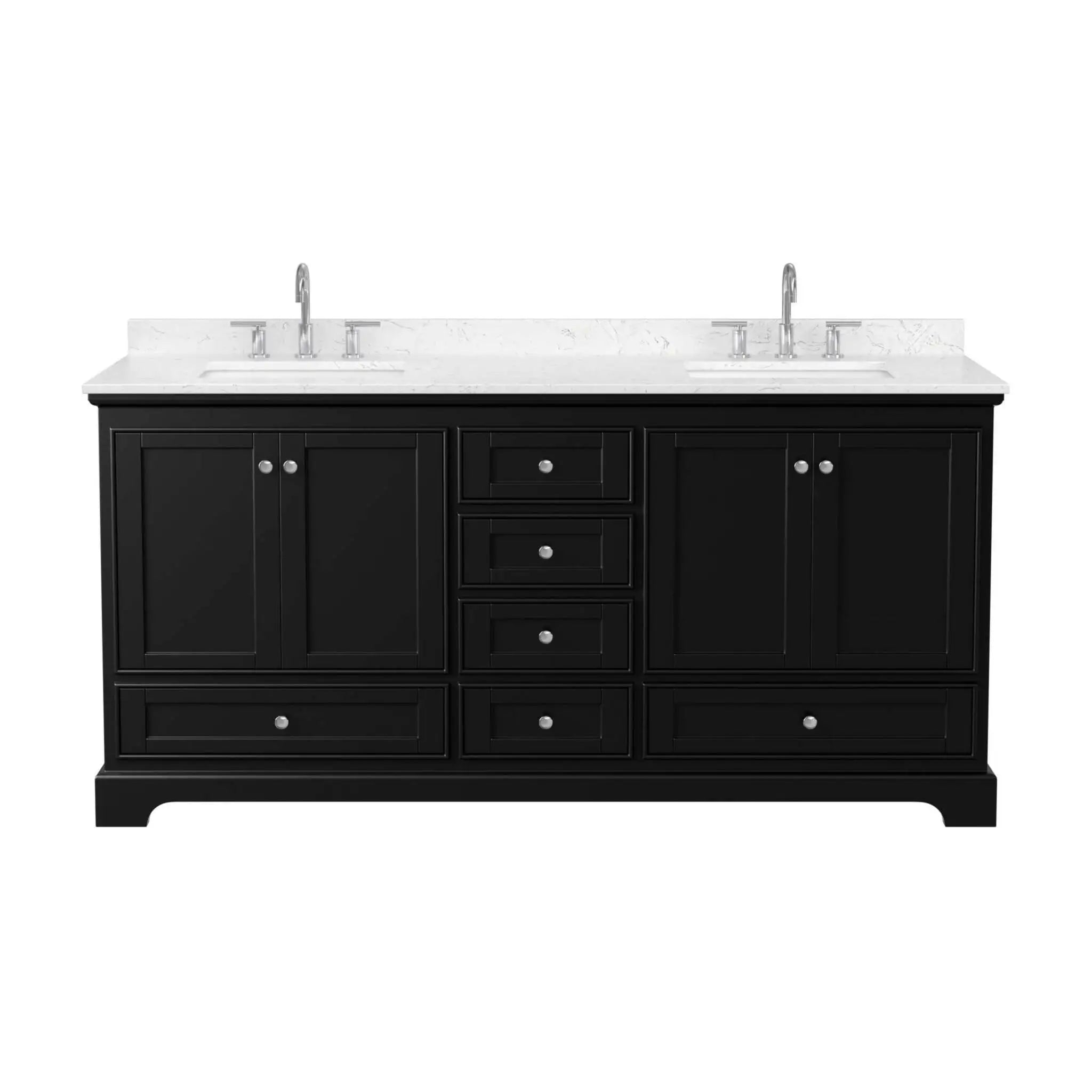 72" Deborah Double Bathroom Vanity in Dark Espresso with Polished Chrome Trim by Wyndham
