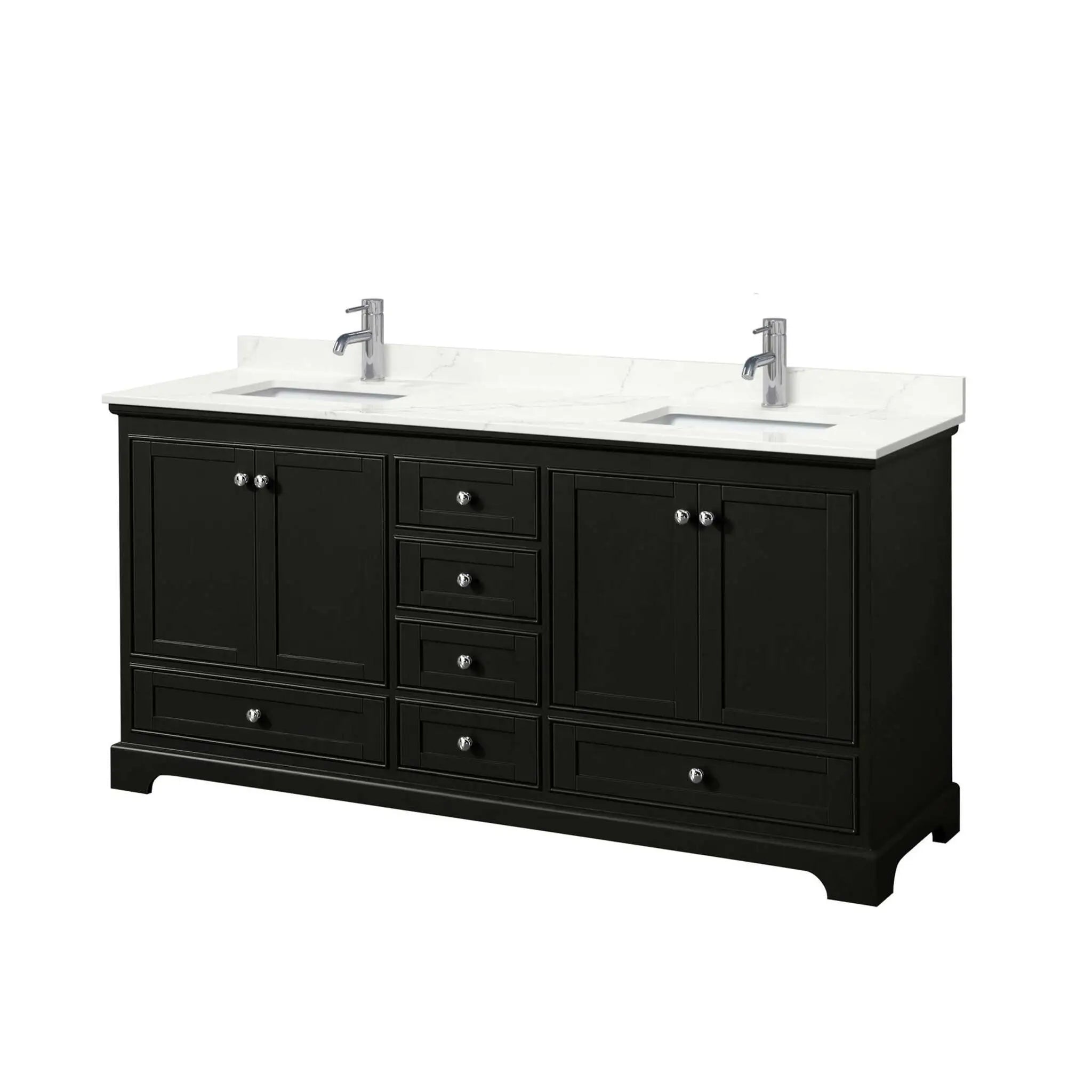 72" Deborah Double Bathroom Vanity in Dark Espresso with Polished Chrome Trim by Wyndham