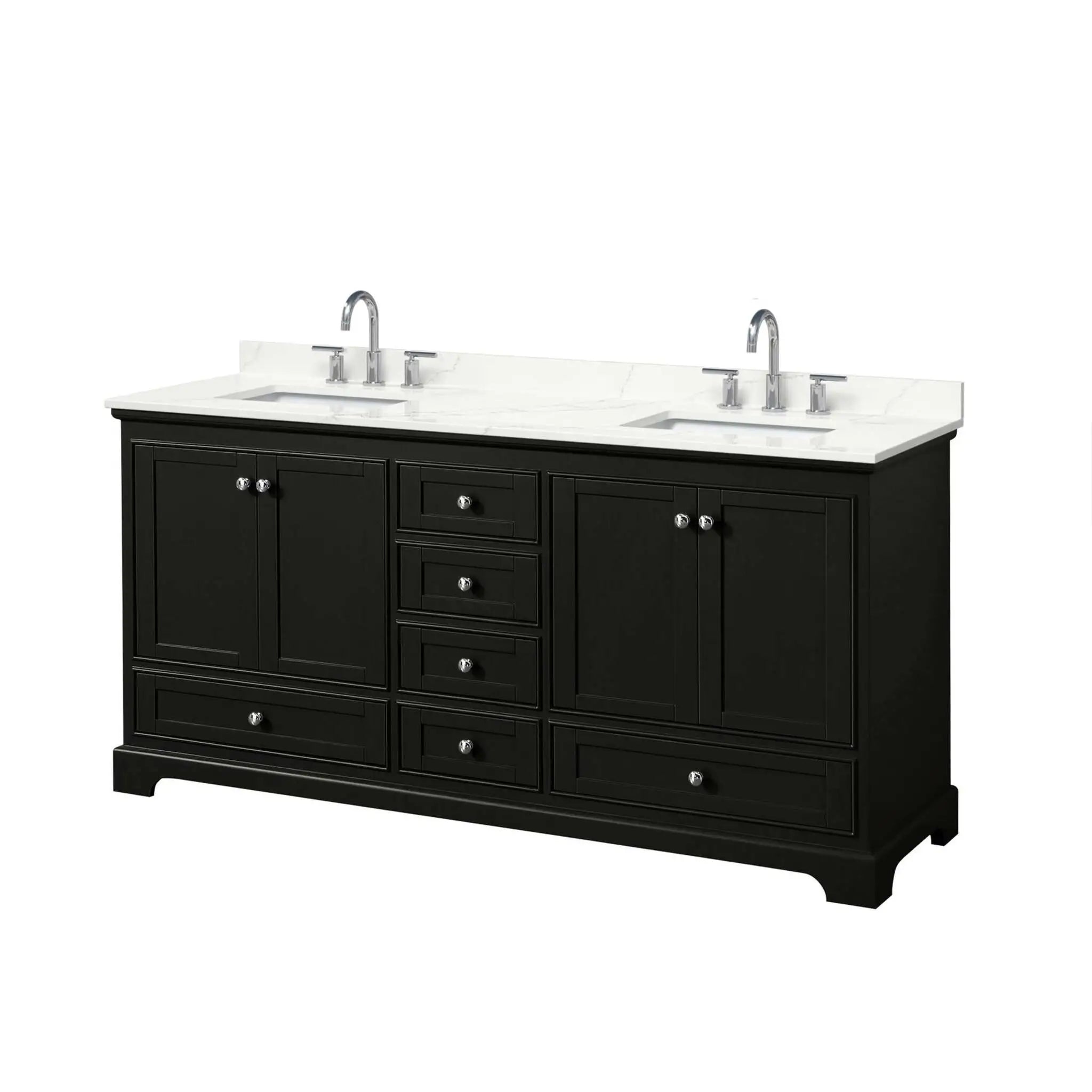 72" Deborah Double Bathroom Vanity in Dark Espresso with Polished Chrome Trim by Wyndham