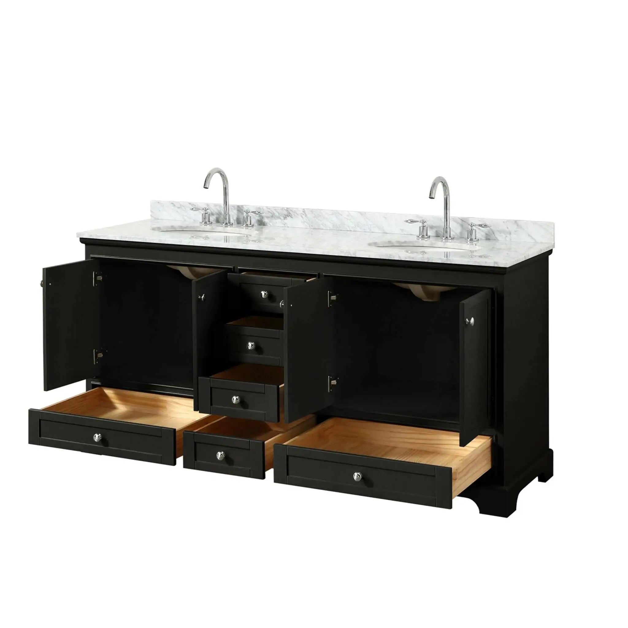 72" Deborah Double Bathroom Vanity in Dark Espresso with Polished Chrome Trim by Wyndham