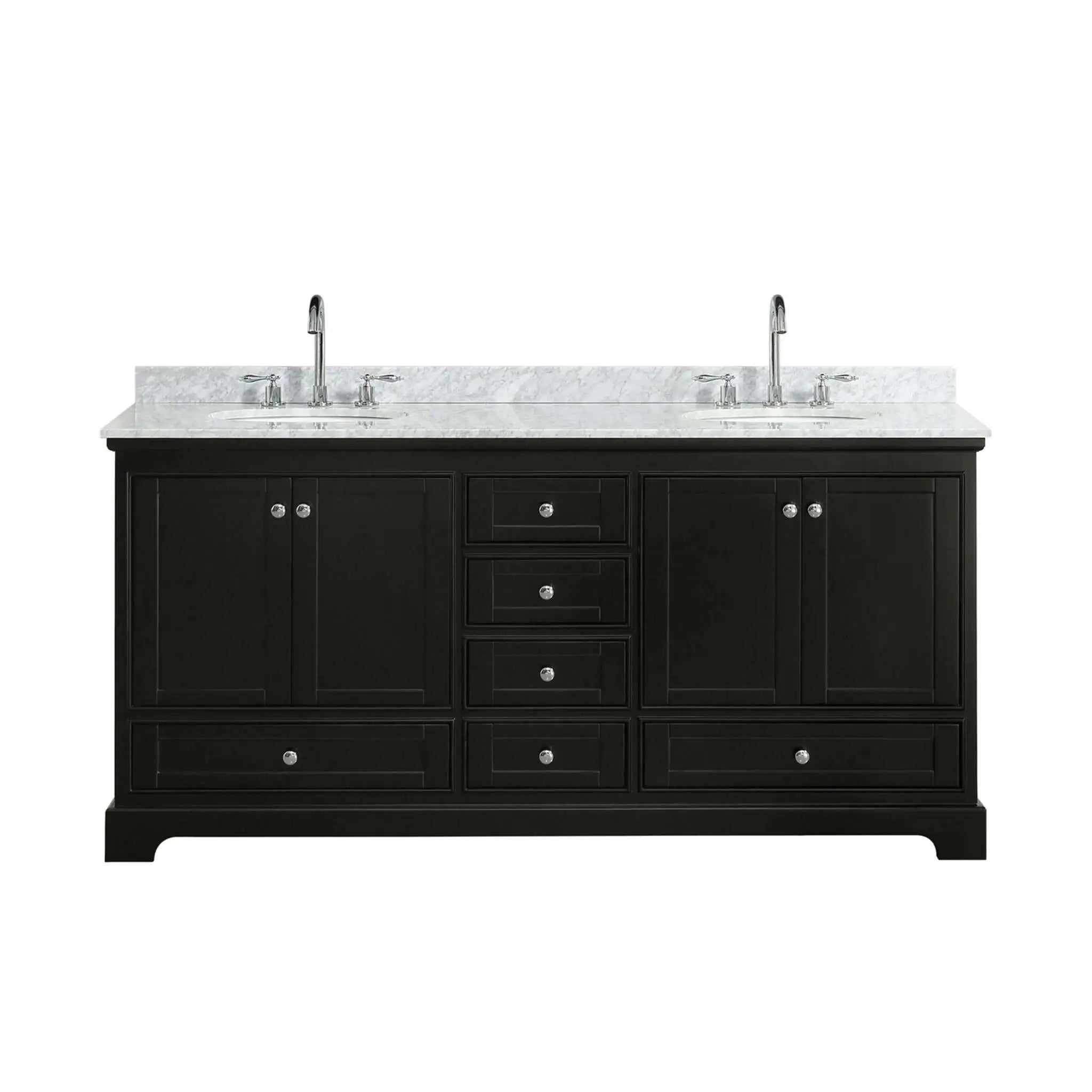 72" Deborah Double Bathroom Vanity in Dark Espresso with Polished Chrome Trim by Wyndham