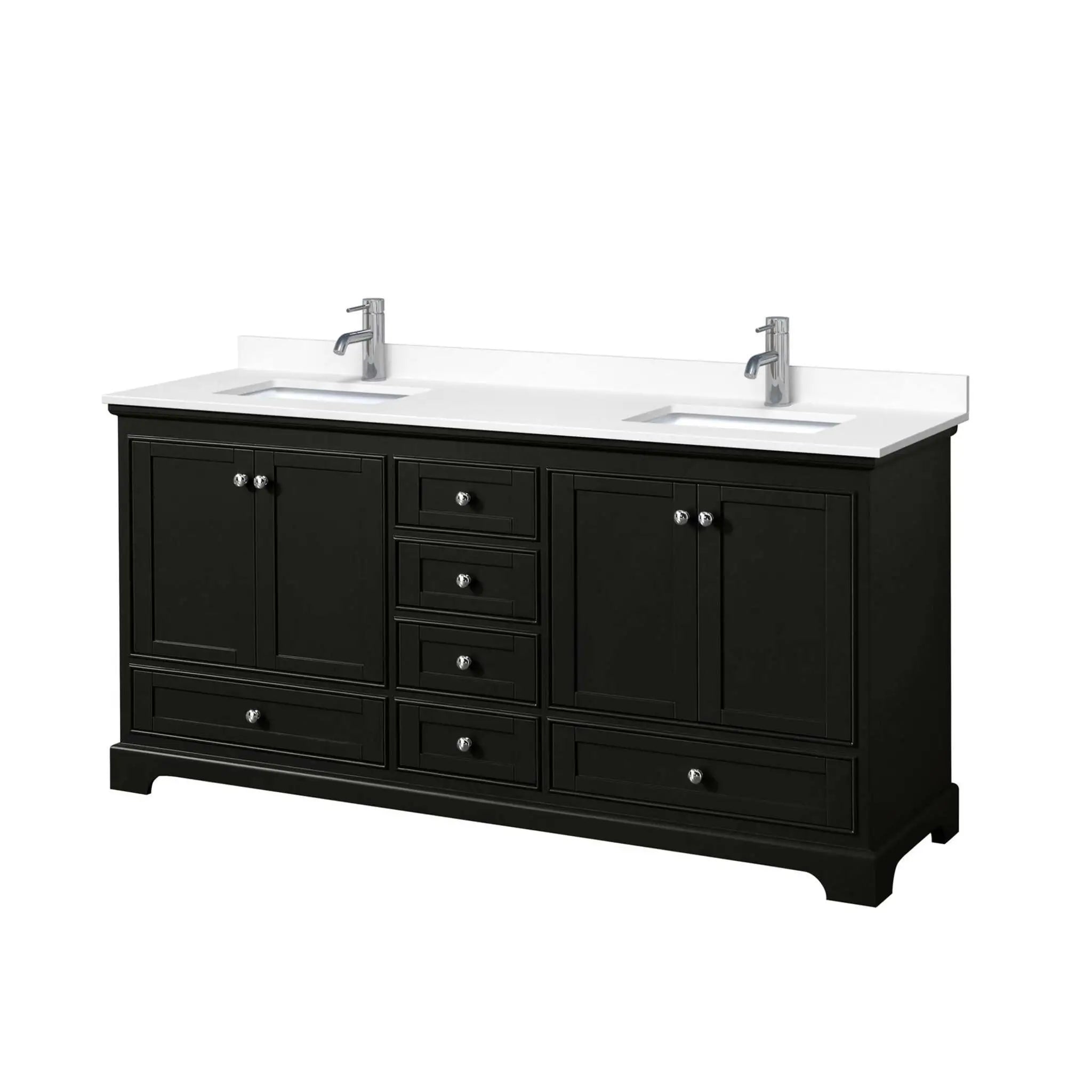 72" Deborah Double Bathroom Vanity in Dark Espresso with Polished Chrome Trim by Wyndham