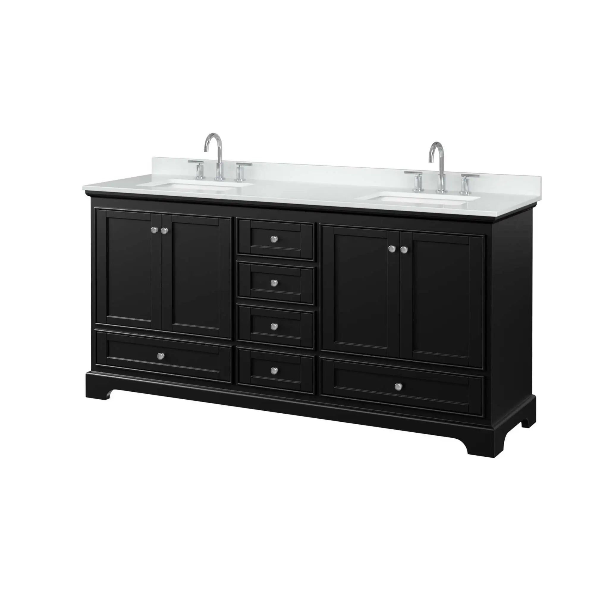 72" Deborah Double Bathroom Vanity in Dark Espresso with Polished Chrome Trim by Wyndham