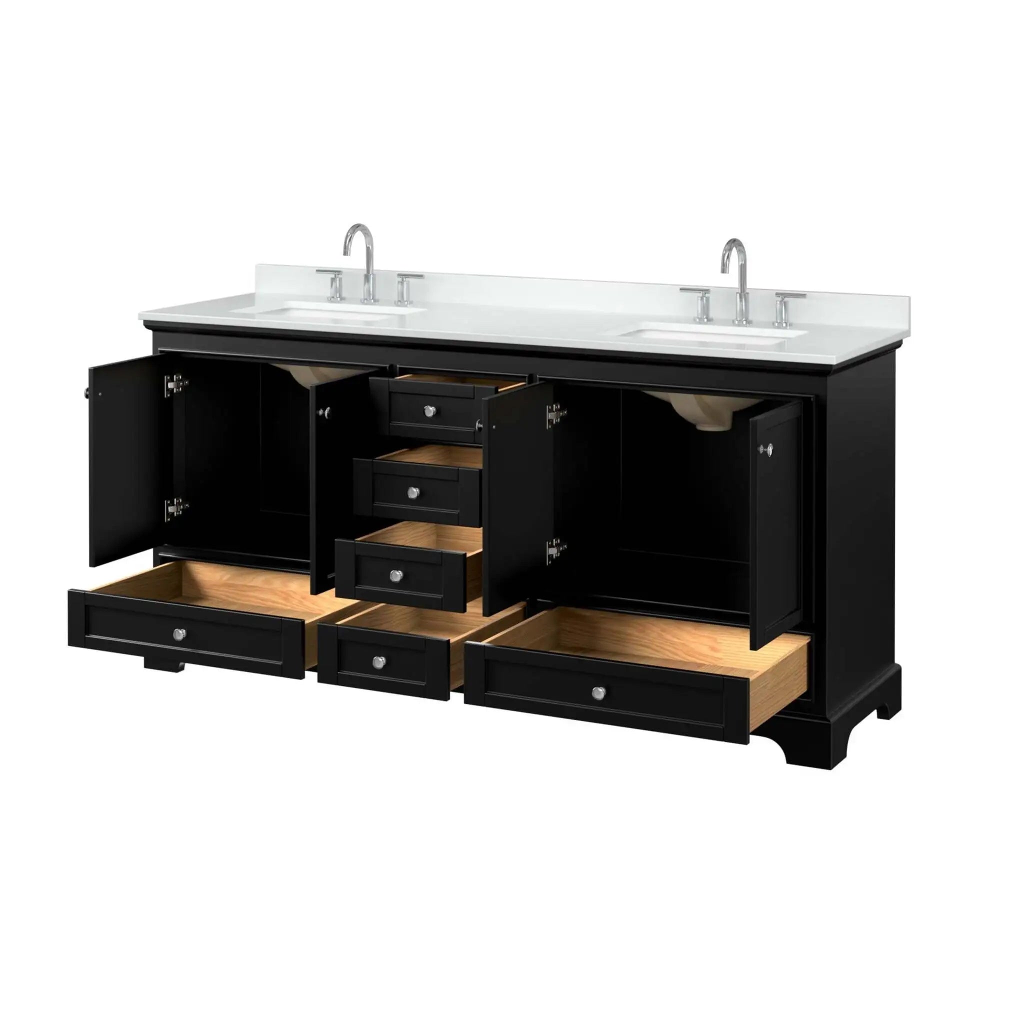 72" Deborah Double Bathroom Vanity in Dark Espresso with Polished Chrome Trim by Wyndham