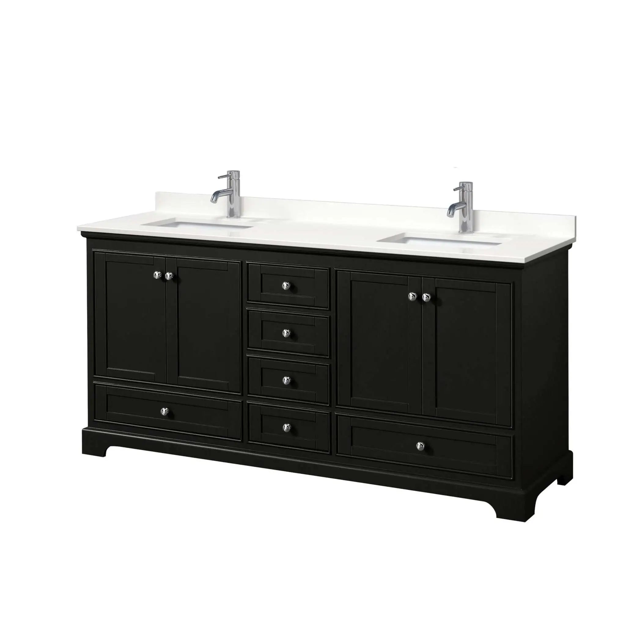72" Deborah Double Bathroom Vanity in Dark Espresso with Polished Chrome Trim by Wyndham