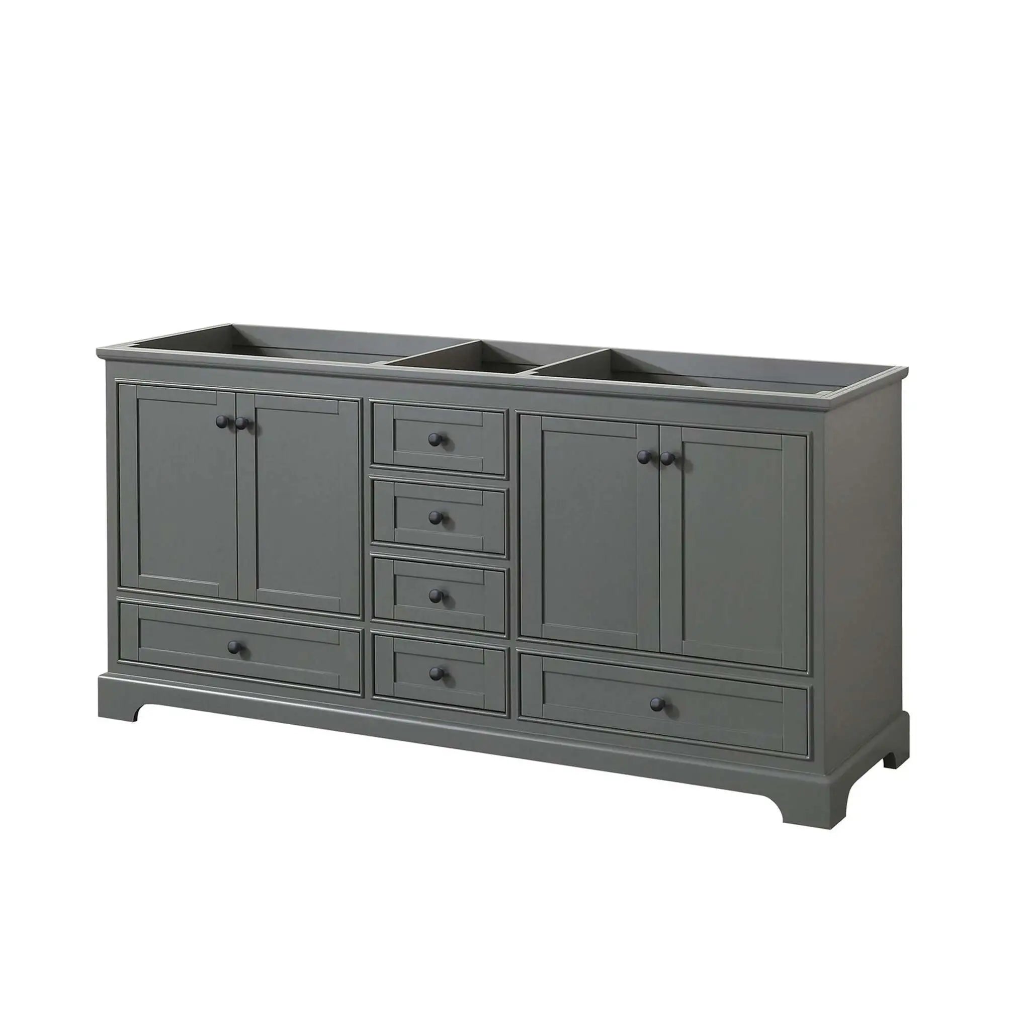 72" Deborah Double Bathroom Vanity in Dark Gray with Matte Black Trim by Wyndham