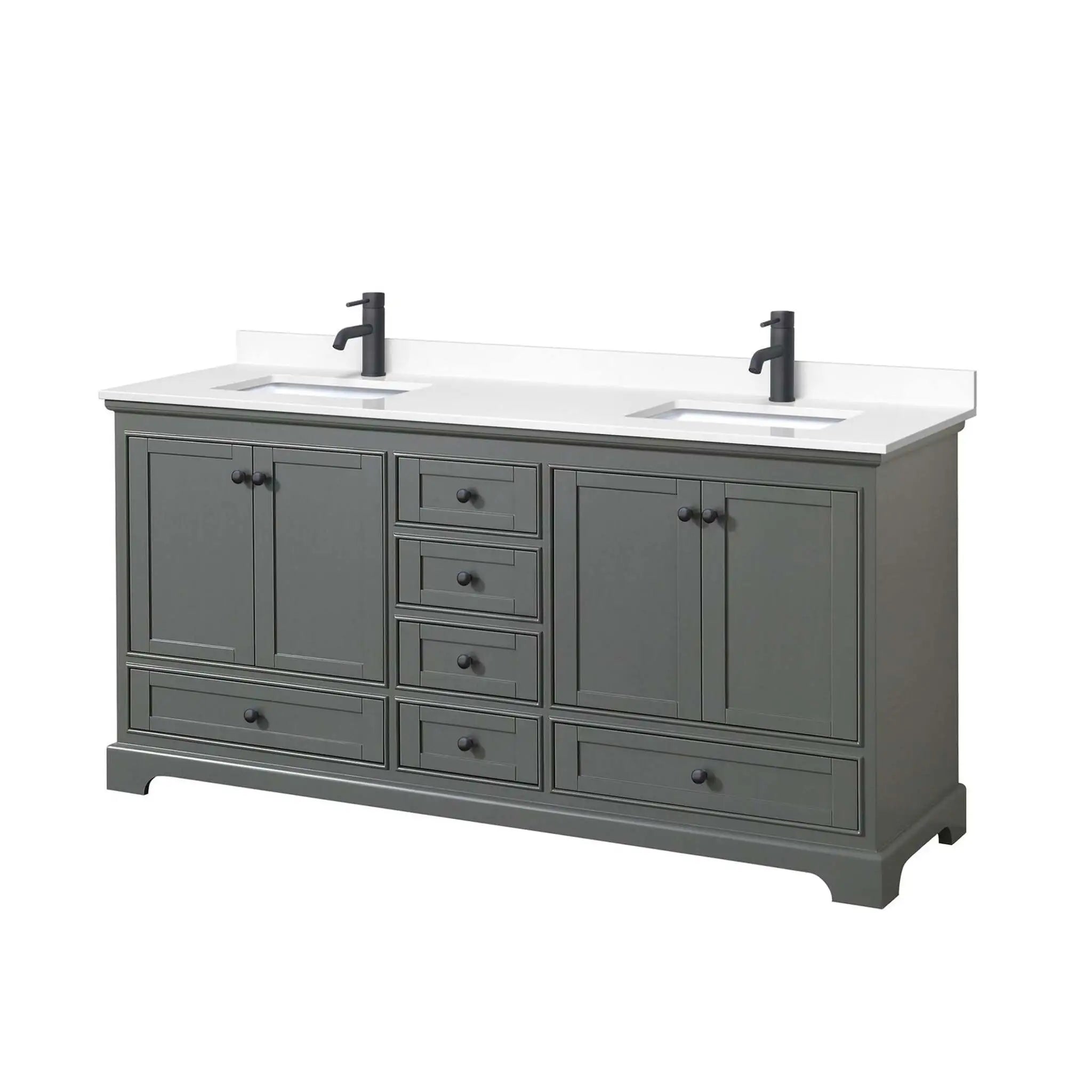 72" Deborah Double Bathroom Vanity in Dark Gray with Matte Black Trim by Wyndham
