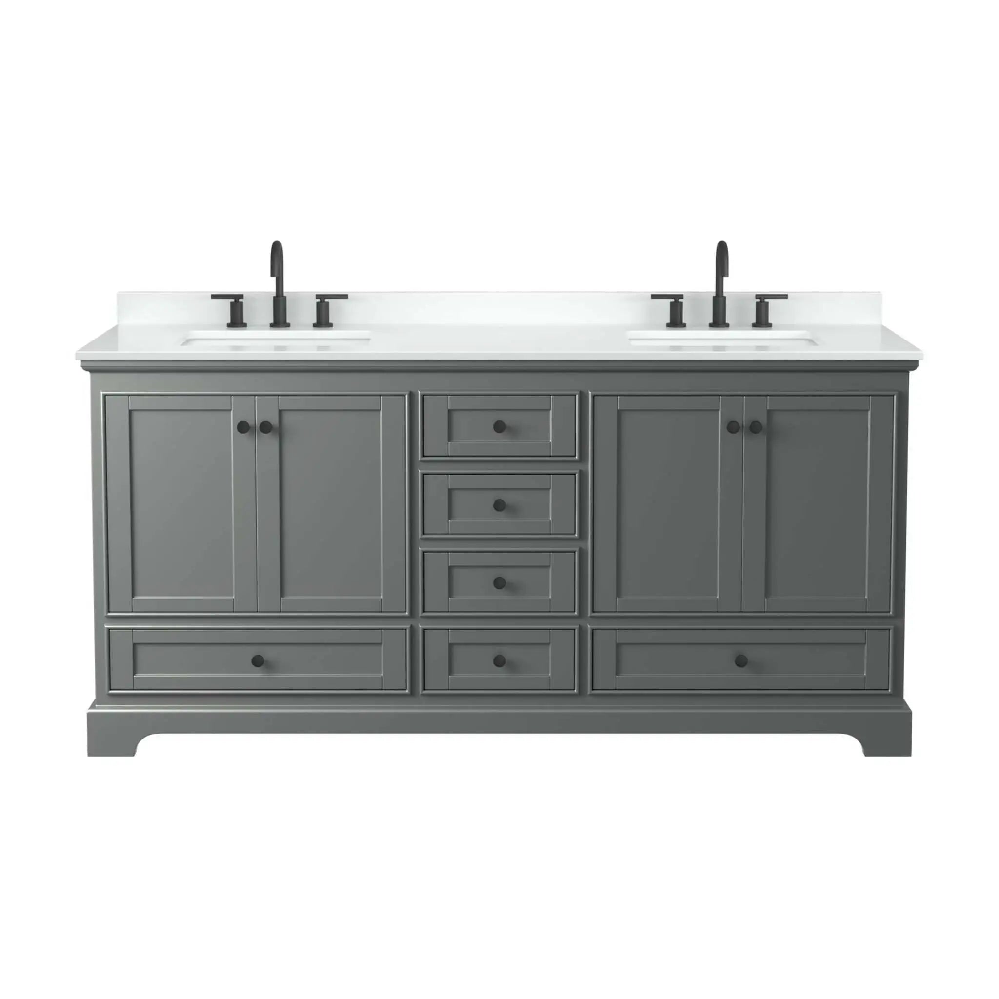 72" Deborah Double Bathroom Vanity in Dark Gray with Matte Black Trim by Wyndham