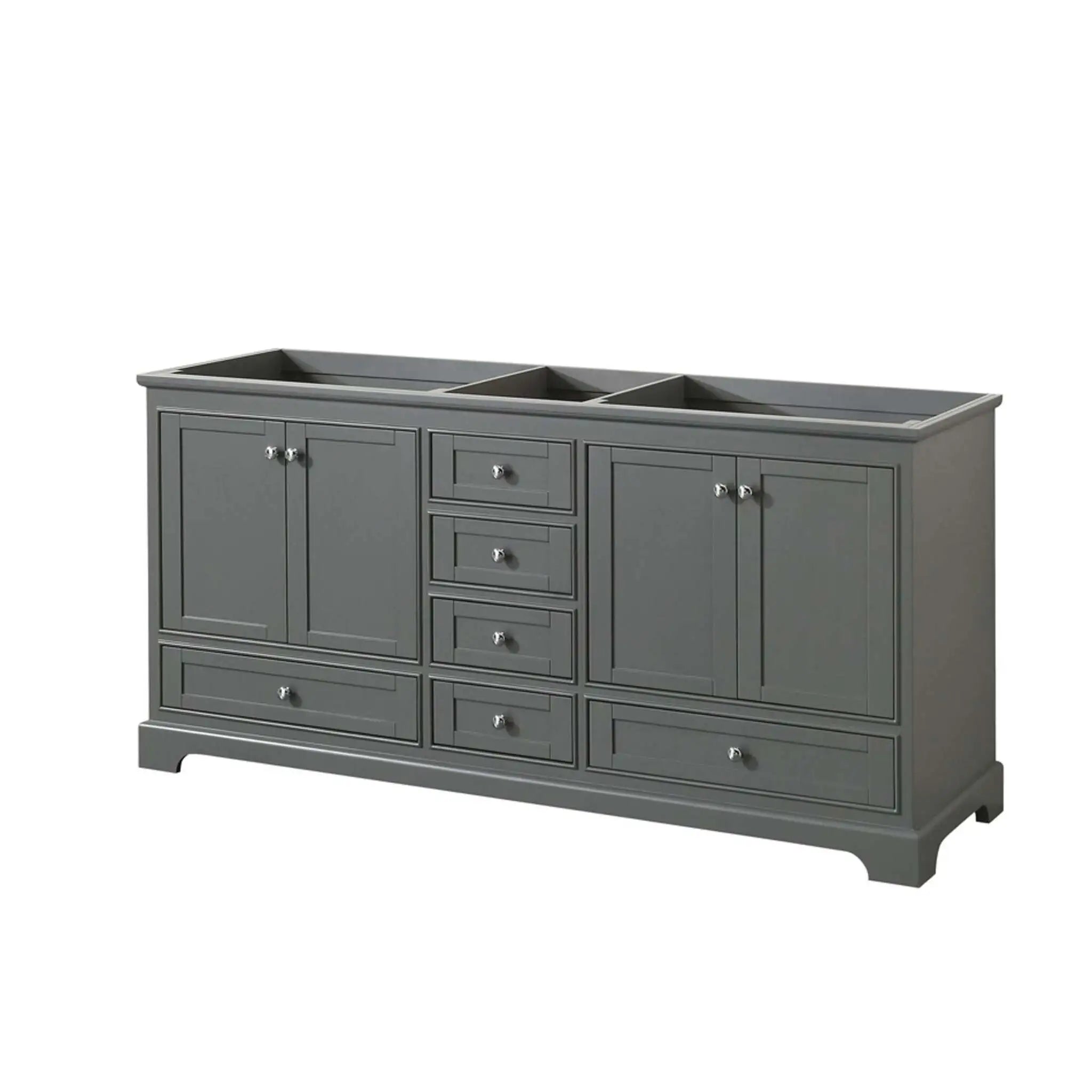 72" Deborah Double Bathroom Vanity in Dark Gray with Polished Chrome Trim by Wyndham