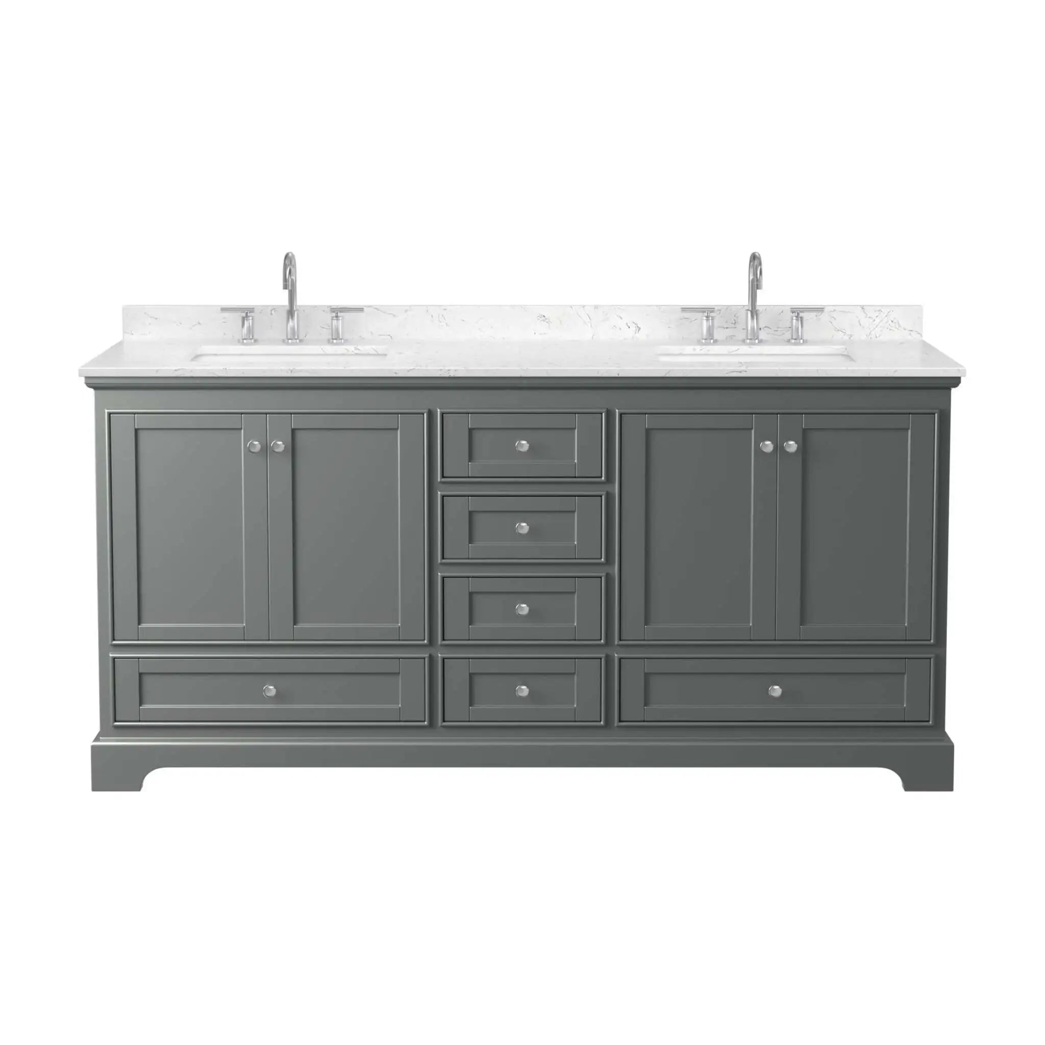 72" Deborah Double Bathroom Vanity in Dark Gray with Polished Chrome Trim by Wyndham