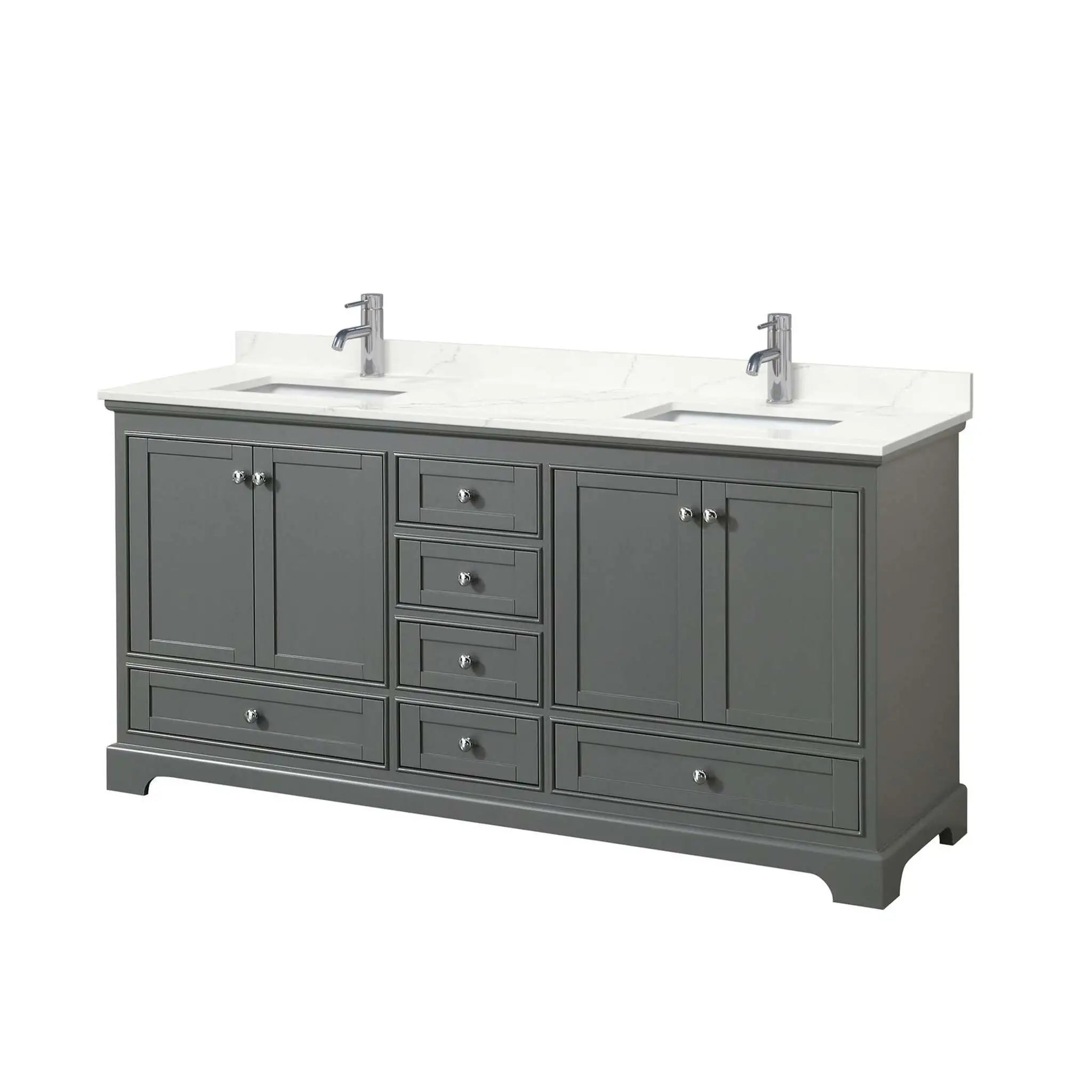 72" Deborah Double Bathroom Vanity in Dark Gray with Polished Chrome Trim by Wyndham