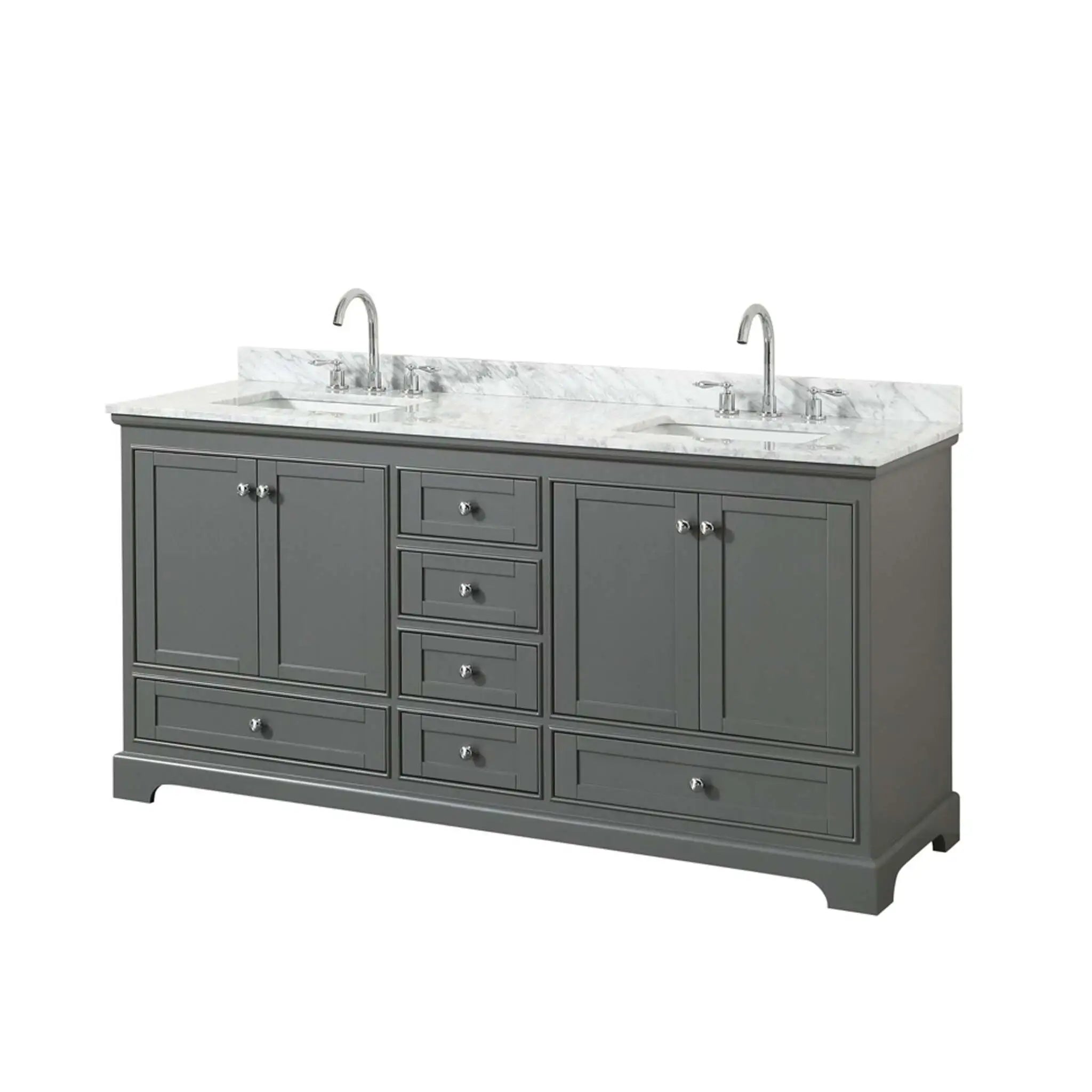 72" Deborah Double Bathroom Vanity in Dark Gray with Polished Chrome Trim by Wyndham