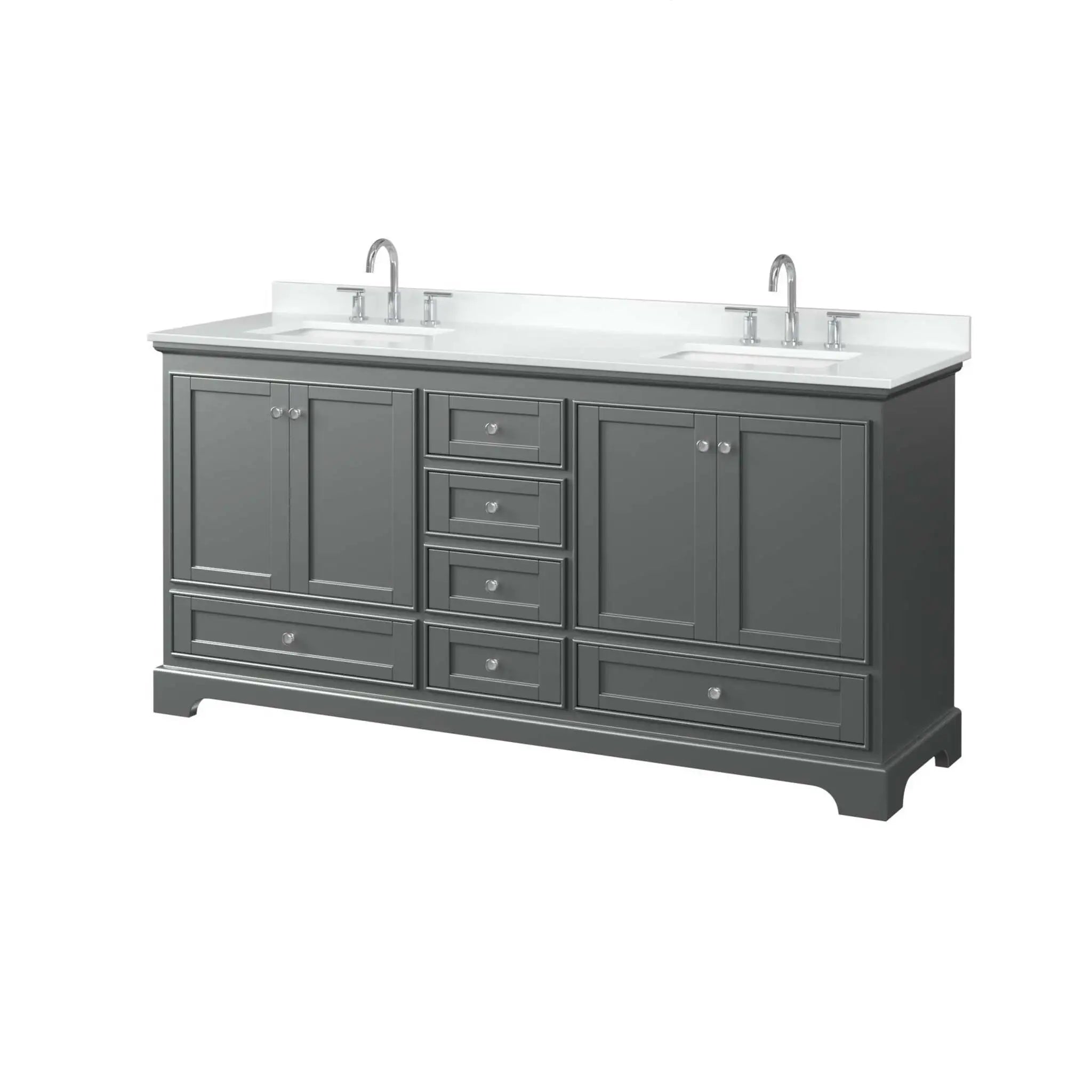 72" Deborah Double Bathroom Vanity in Dark Gray with Polished Chrome Trim by Wyndham