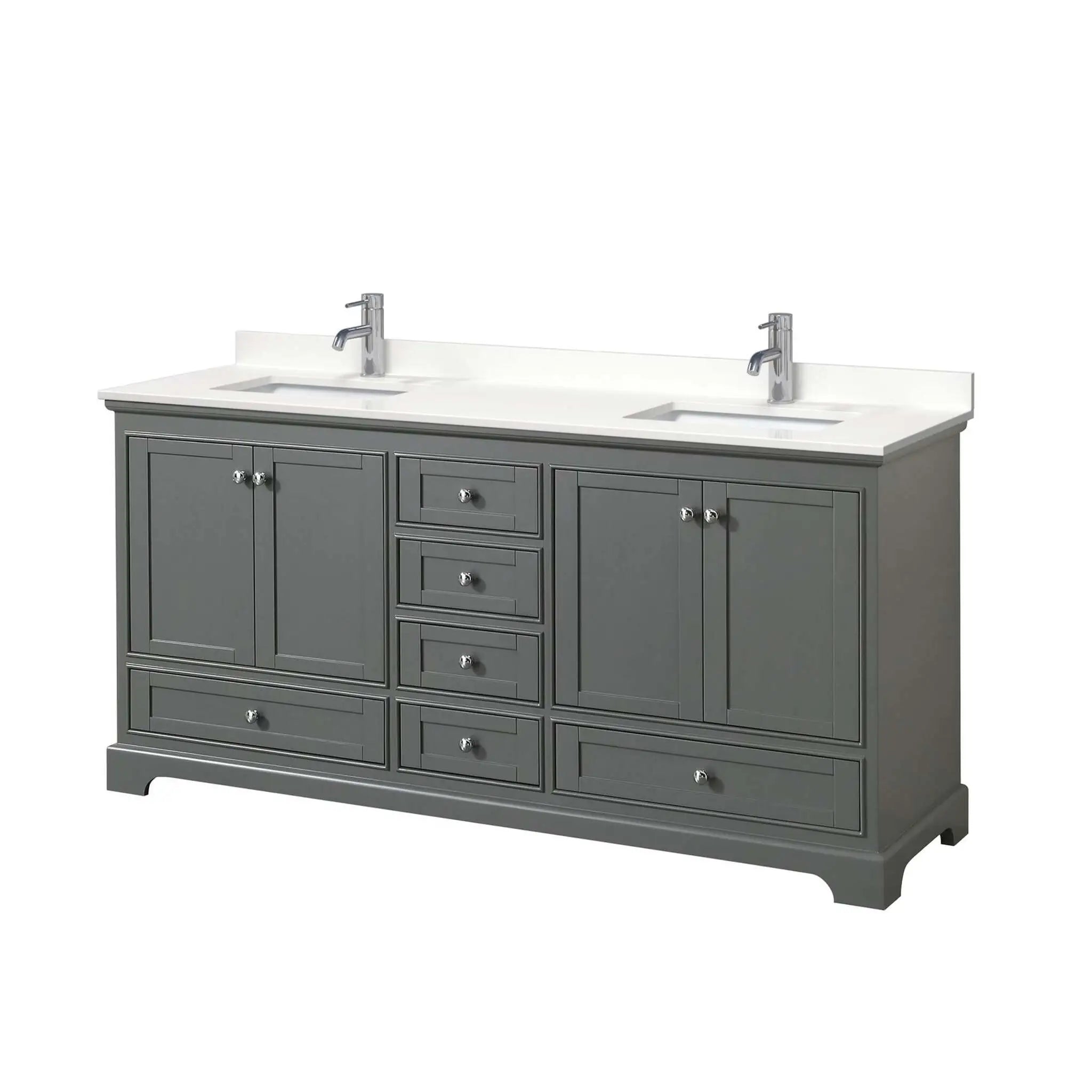 72" Deborah Double Bathroom Vanity in Dark Gray with Polished Chrome Trim by Wyndham