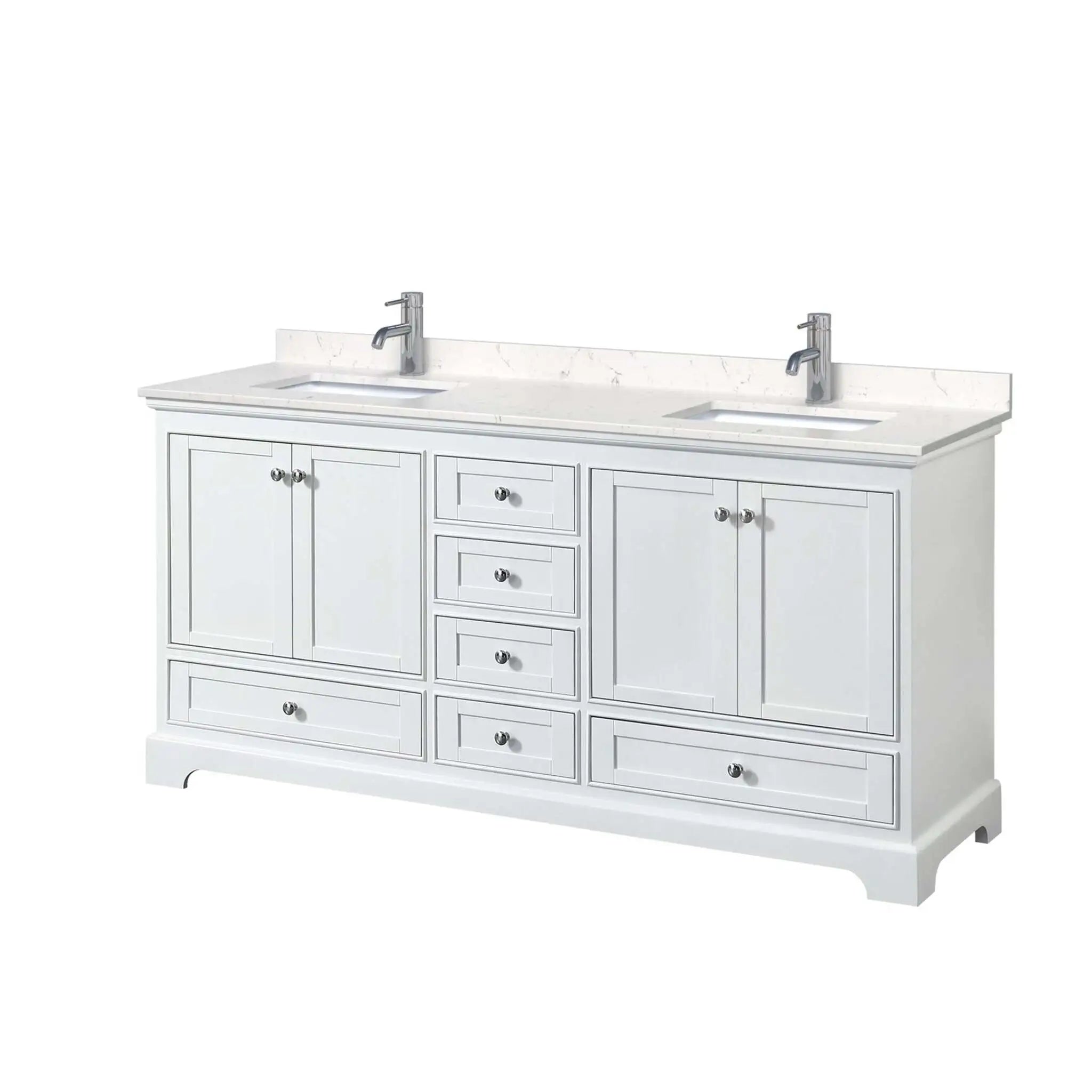 72" Deborah Double Bathroom Vanity in White with Polished Chrome Trim by Wyndham