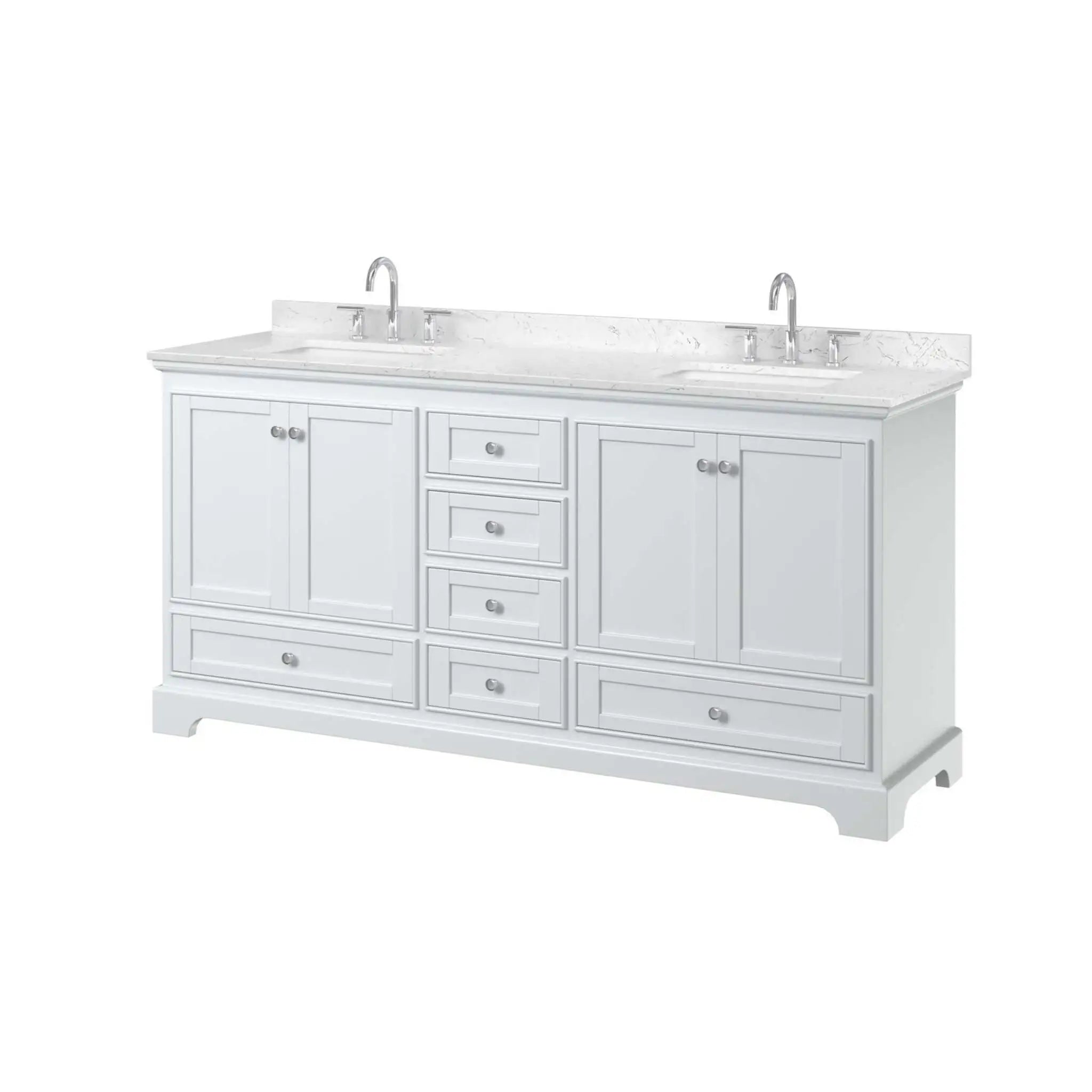 72" Deborah Double Bathroom Vanity in White with Polished Chrome Trim by Wyndham