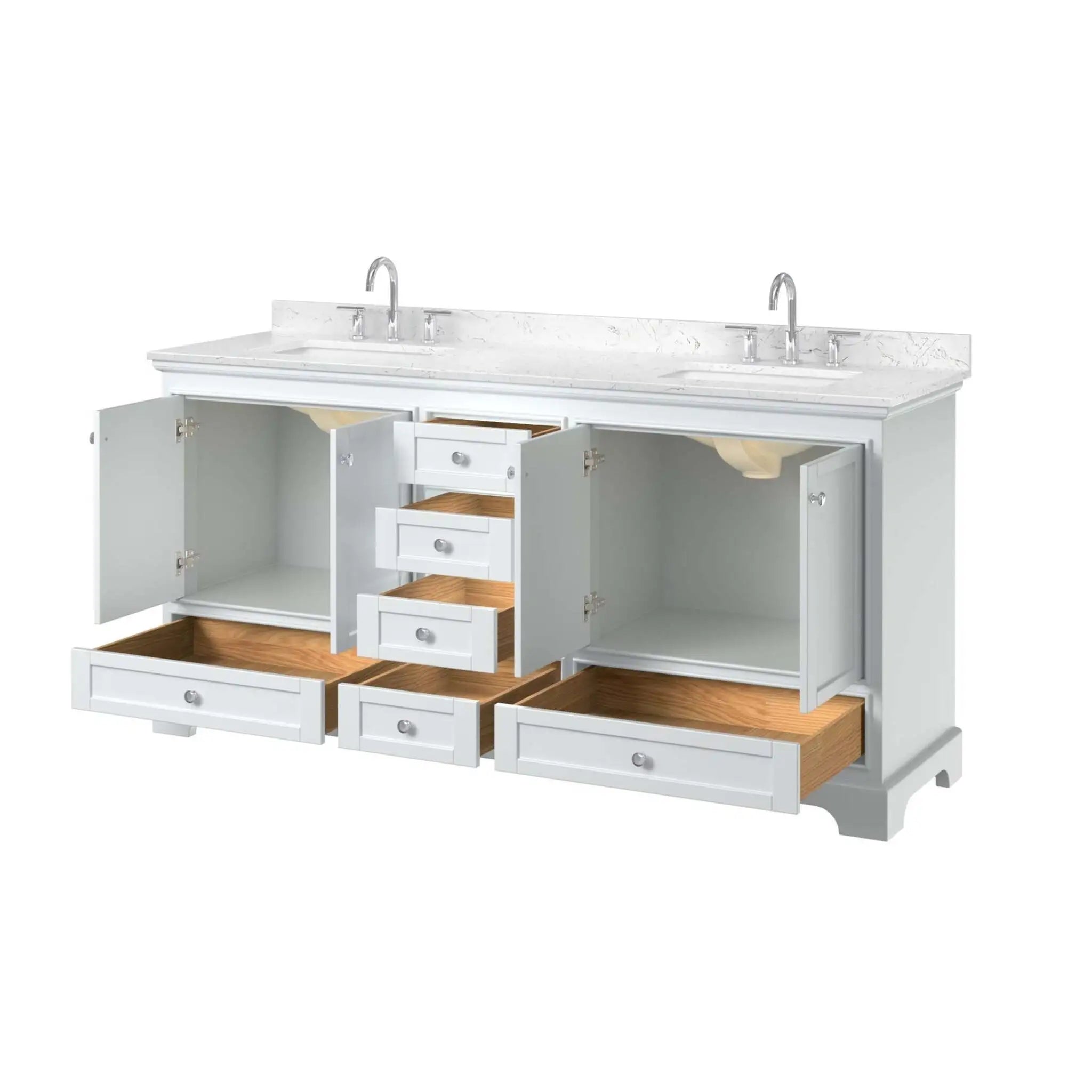 72" Deborah Double Bathroom Vanity in White with Polished Chrome Trim by Wyndham