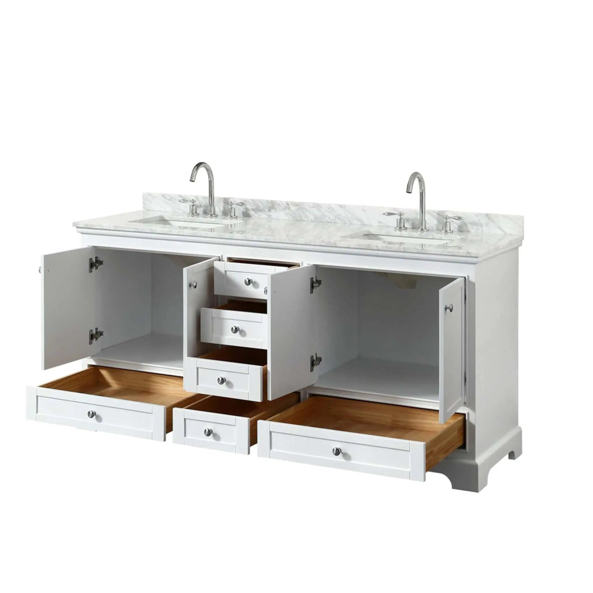 72" Deborah Double Bathroom Vanity in White with Polished Chrome Trim by Wyndham