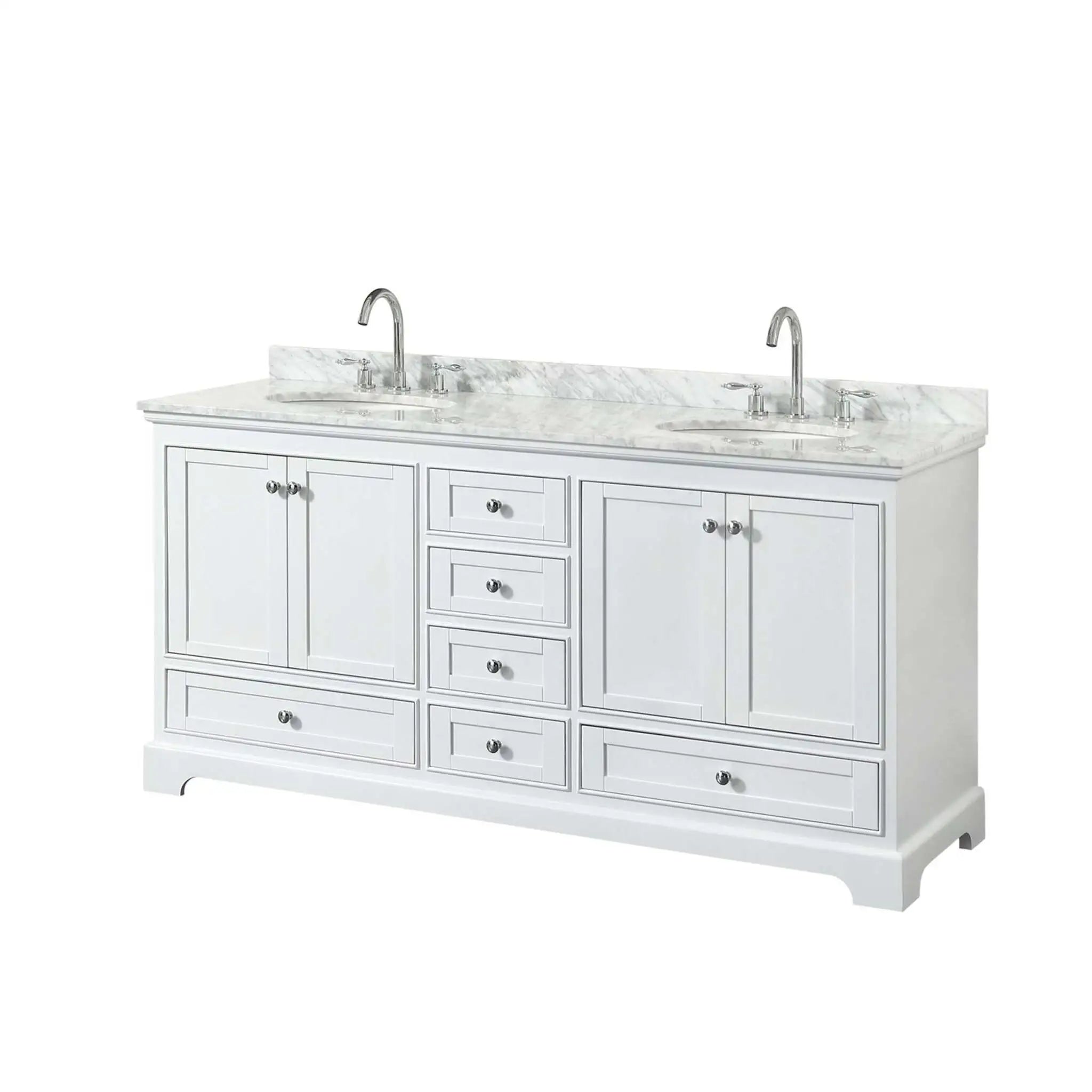 72" Deborah Double Bathroom Vanity in White with Polished Chrome Trim by Wyndham