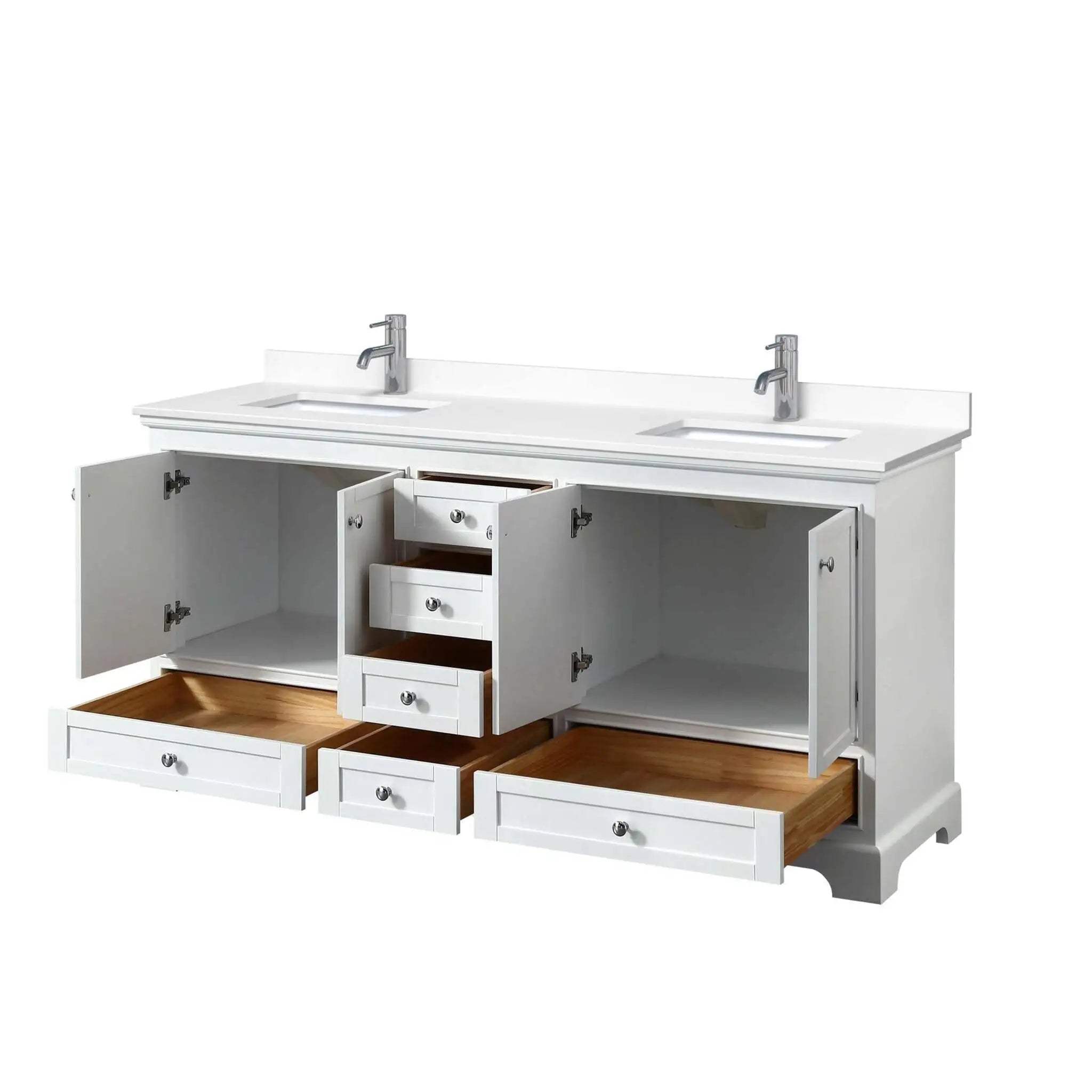 72" Deborah Double Bathroom Vanity in White with Polished Chrome Trim by Wyndham